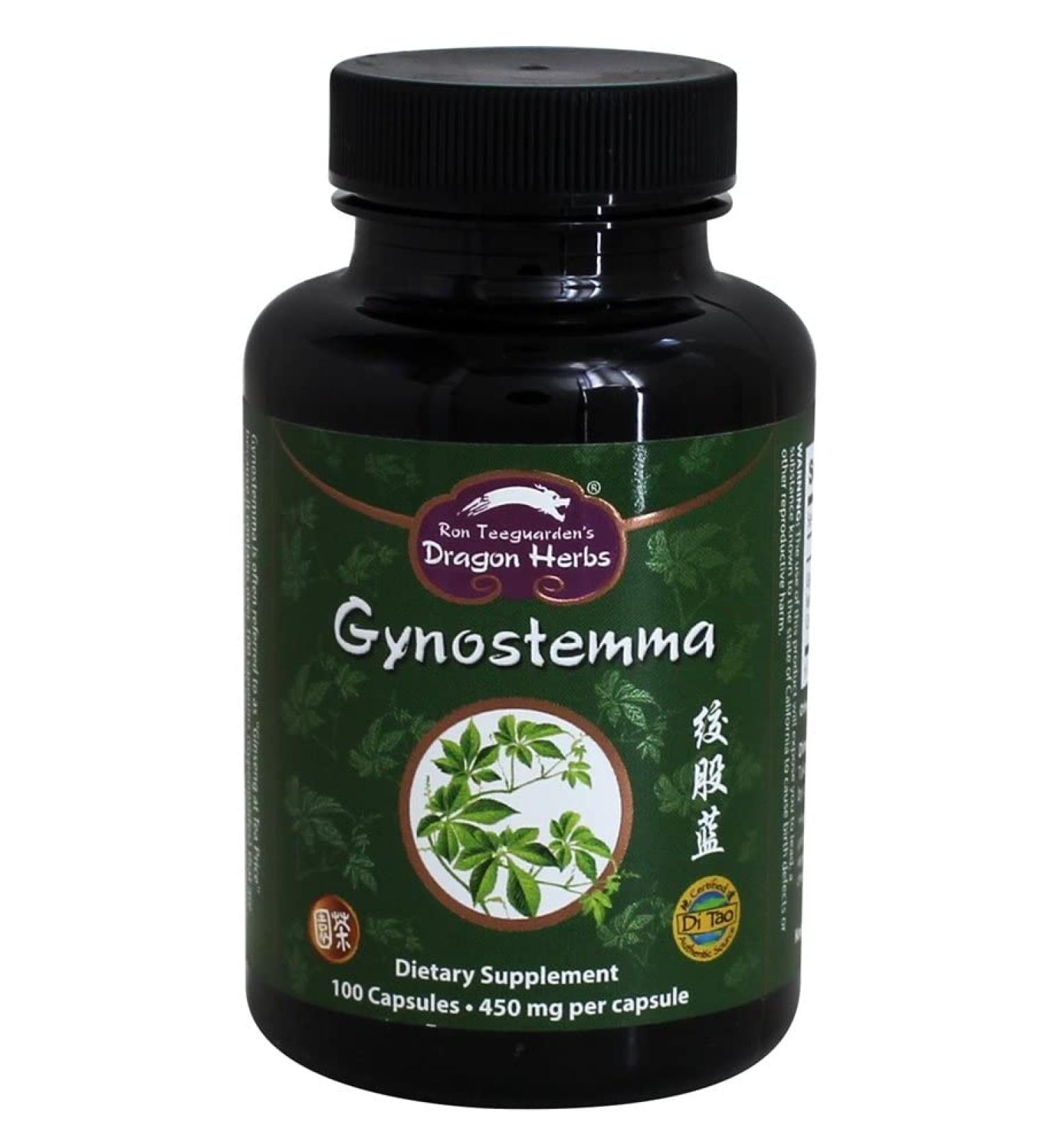 Dragon Herbs Gynostemma 450 mg - 100 Capsules | Premium Herbal Supplement - Buy Online on GoSupps.com