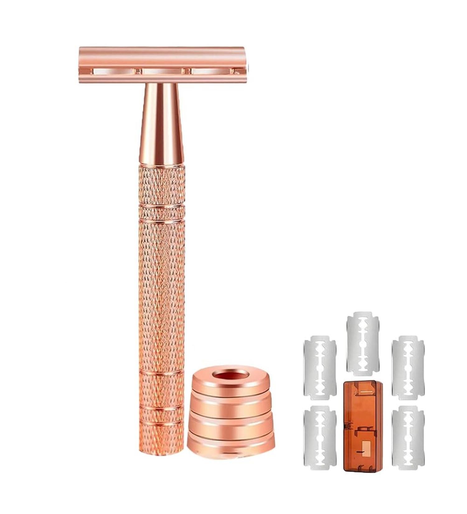 Rodrigo Interchangeable Men's Safety Razor - Double Edge Reusable Metal Razor in Rose Gold for a Luxurious Shaving Experience - Buy Online on GoSupps.com