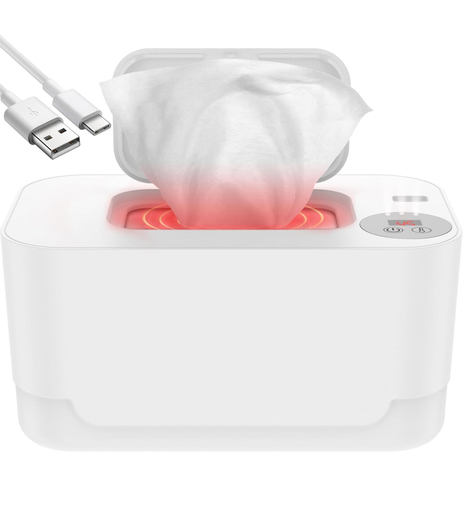 Adjustable Baby Wipe Warmer with Thermostat - Prevent Dry Wipes | USB Powered for Car and Home | White Baby Nursery Essential - Buy Online on GoSupps.com