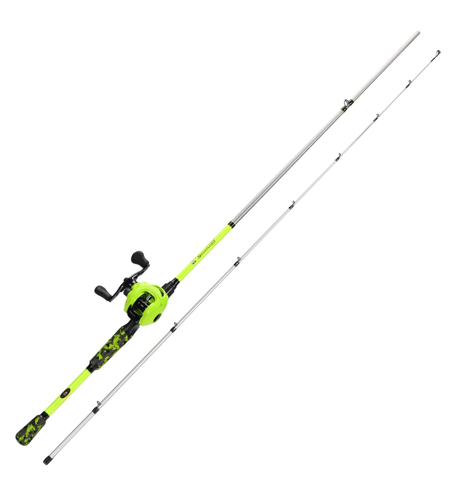 Sougayilang ZJJ Baitcaster Rod & Reel Set - IM7 Graphite 7.2:1 Magnetic Brake Stainless Steel Guides - Perfect for Saltwater Fishing - 1.8m Yellow Casting Combo - Buy Online on GoSupps.com