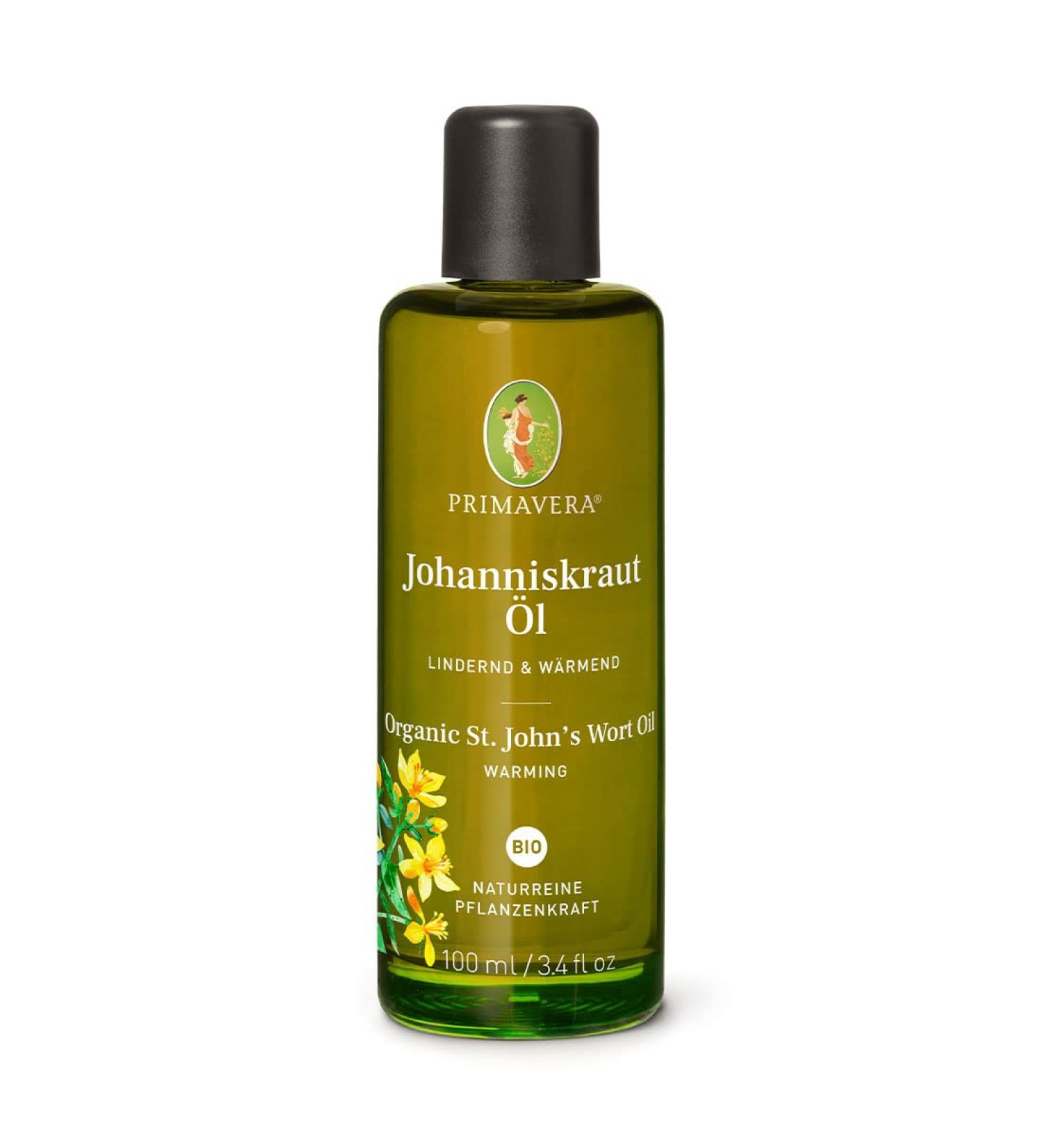 Primavera Organic St. John's Wort Oil 100ml - Pure Natural Soothing Body Oil Vegan Aroma Oil in Glass Bottle - Regenerative & Warming Skincare - Buy Online on GoSupps.com