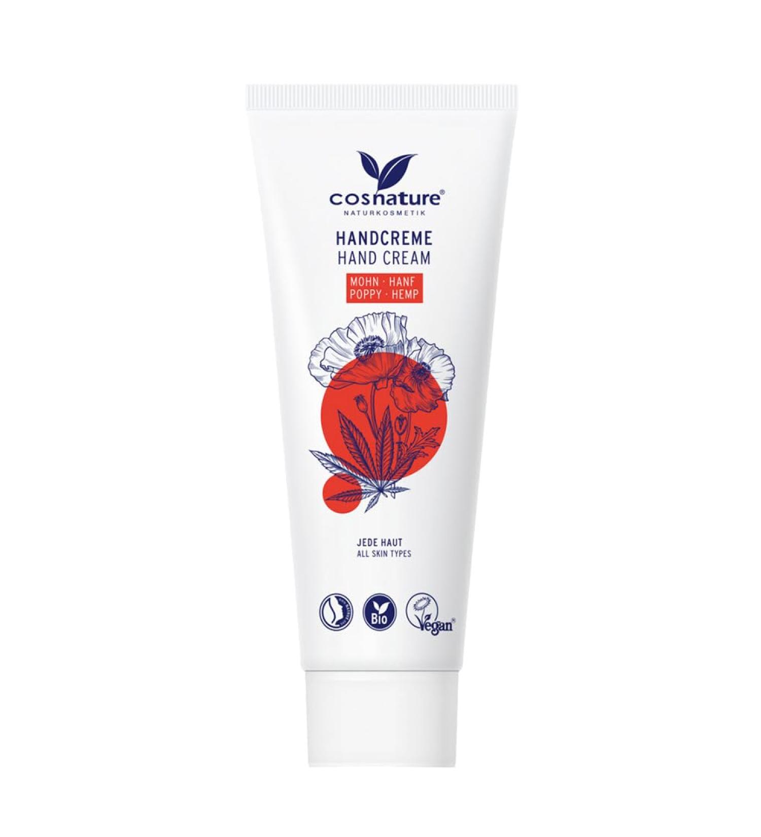 Cosnature Hand Cream Poppy & Hemp The Moisturising Hand Cream from Cosnature with Poppy Seeds and Hemp is an oasis of care for your hands - Buy Online on GoSupps.com
