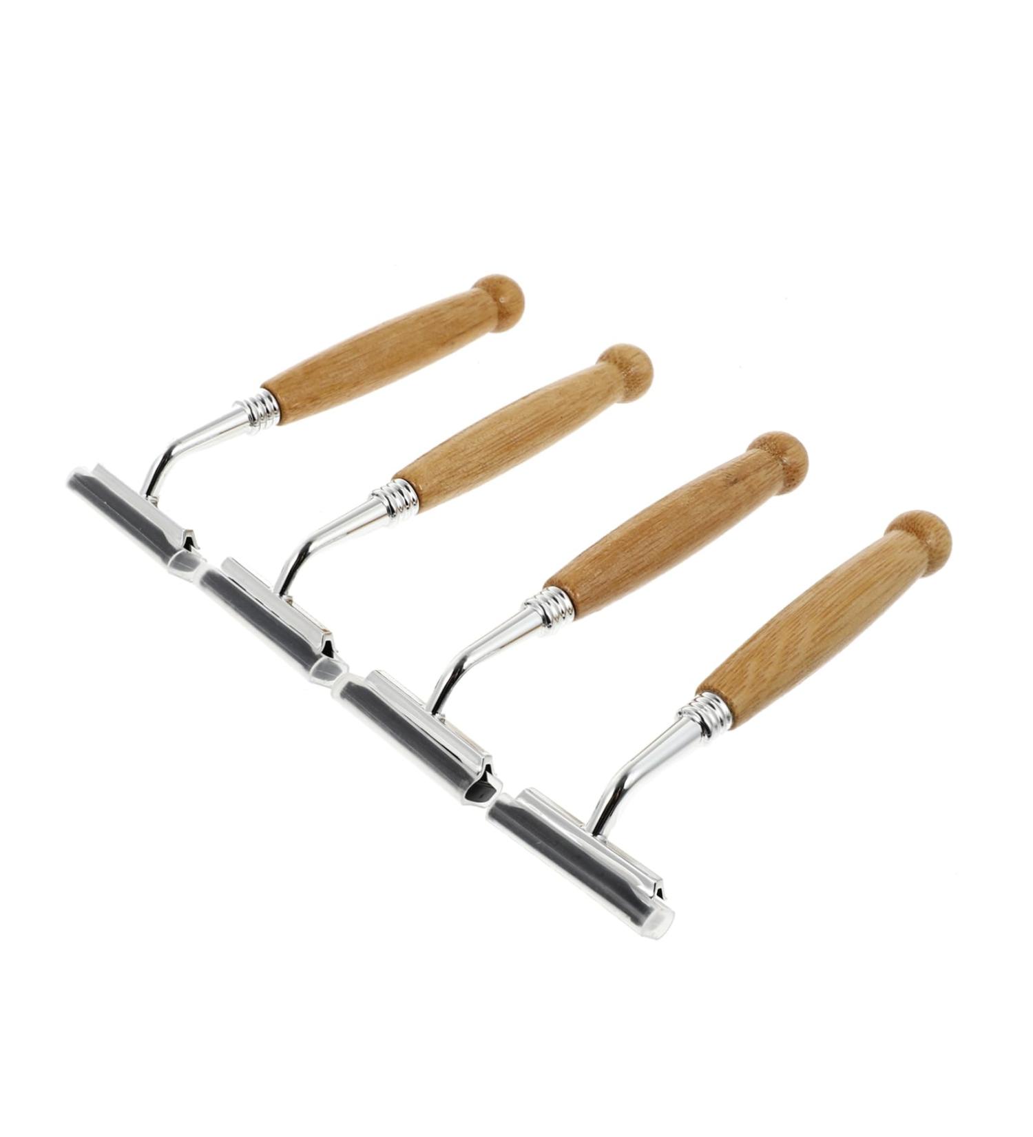 Frcolor 4-Piece Bamboo Handle Safety Razor Set - Eco-Friendly Double Edge Razor for Men - Manual Shaving Tools - Buy Online on GoSupps.com