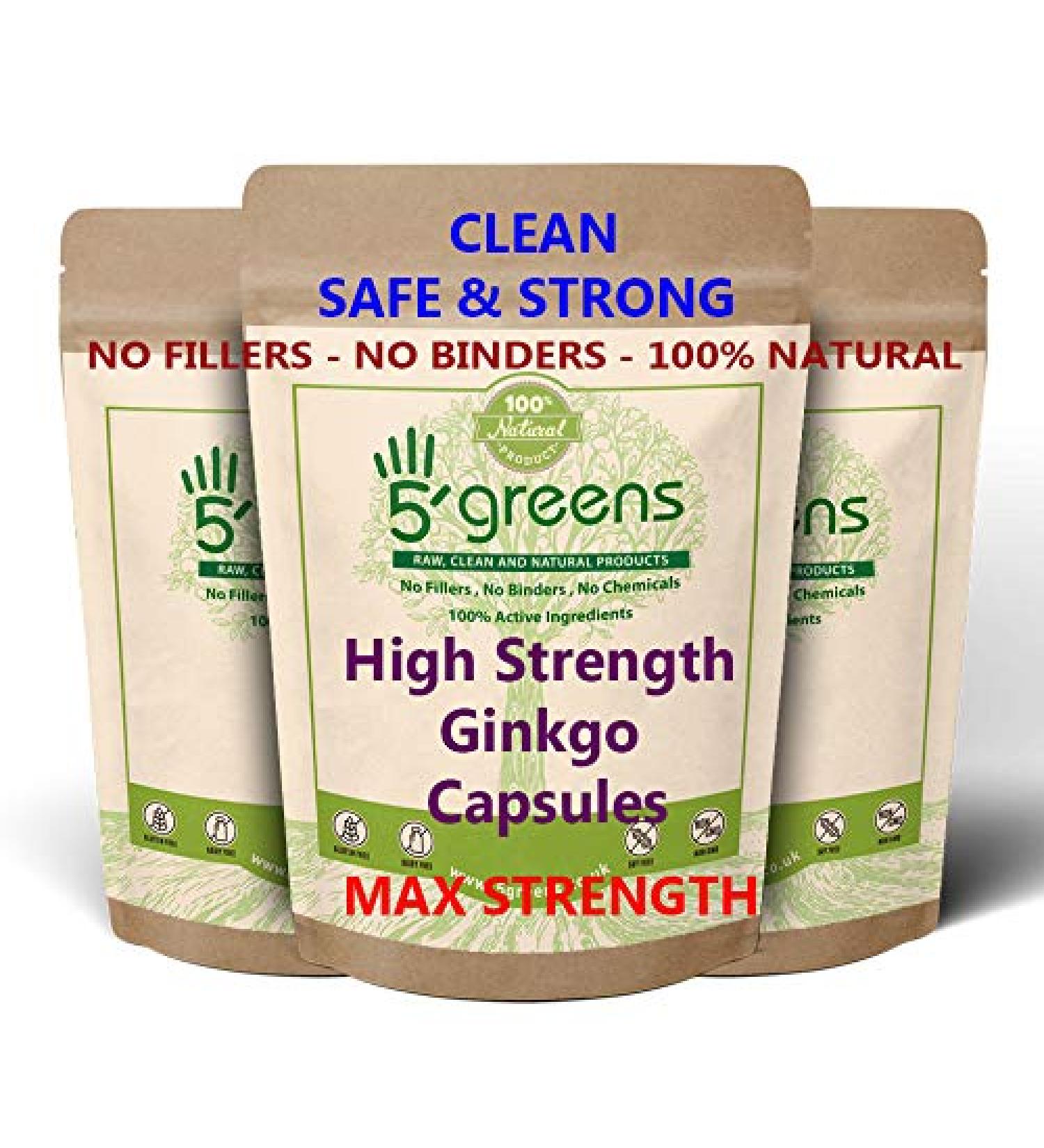 Ginkgo Biloba 15000mg Capsules Clean Safe Strong 24% Glycosides 6% Terpene lactones Strongest on Amazon Various Sizes 60 Capsules