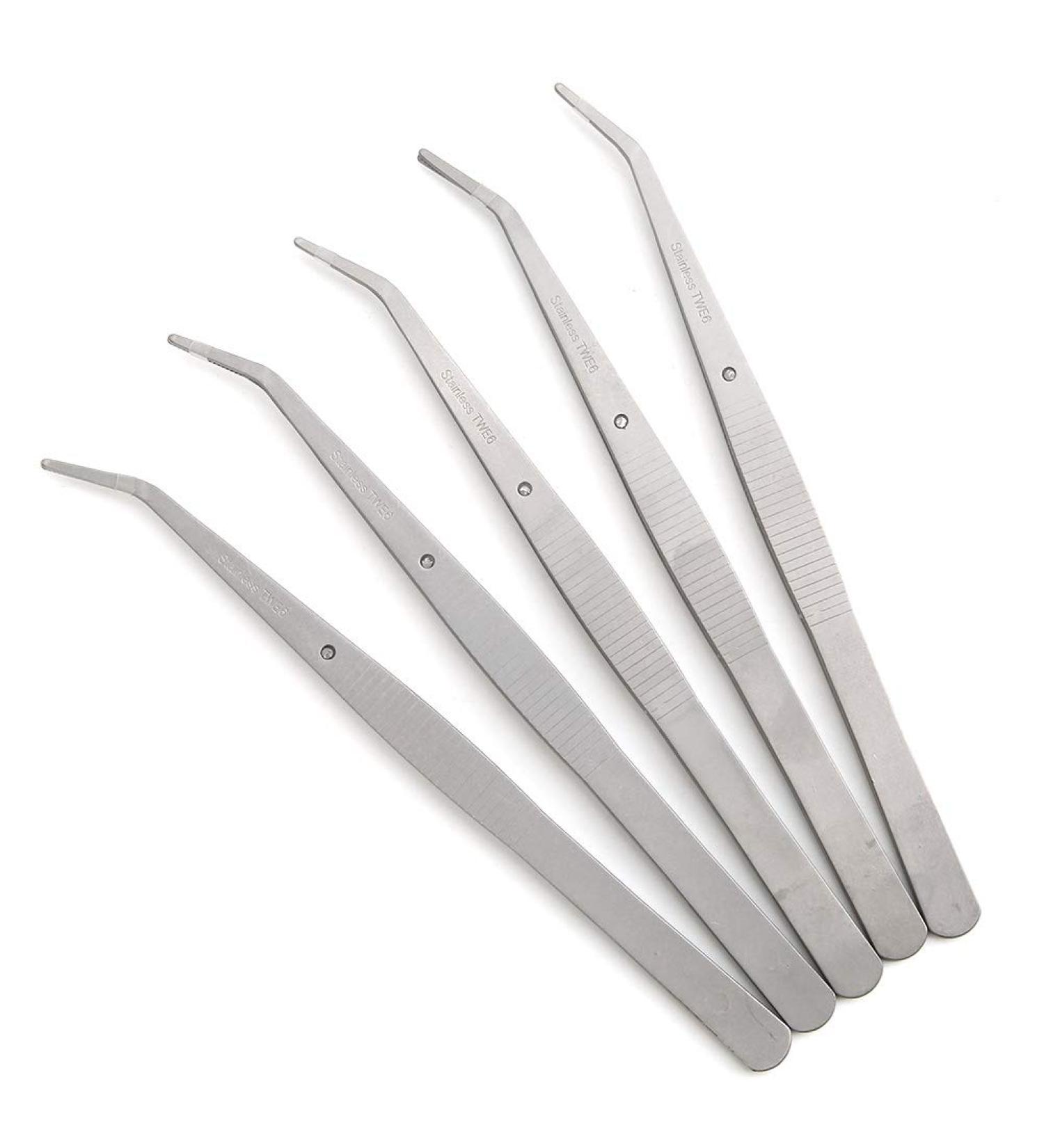 Curved Stainless Steel Overlocker Machine Tweezers - 5Pcs Sewing Accessories - Buy Online on GoSupps.com
