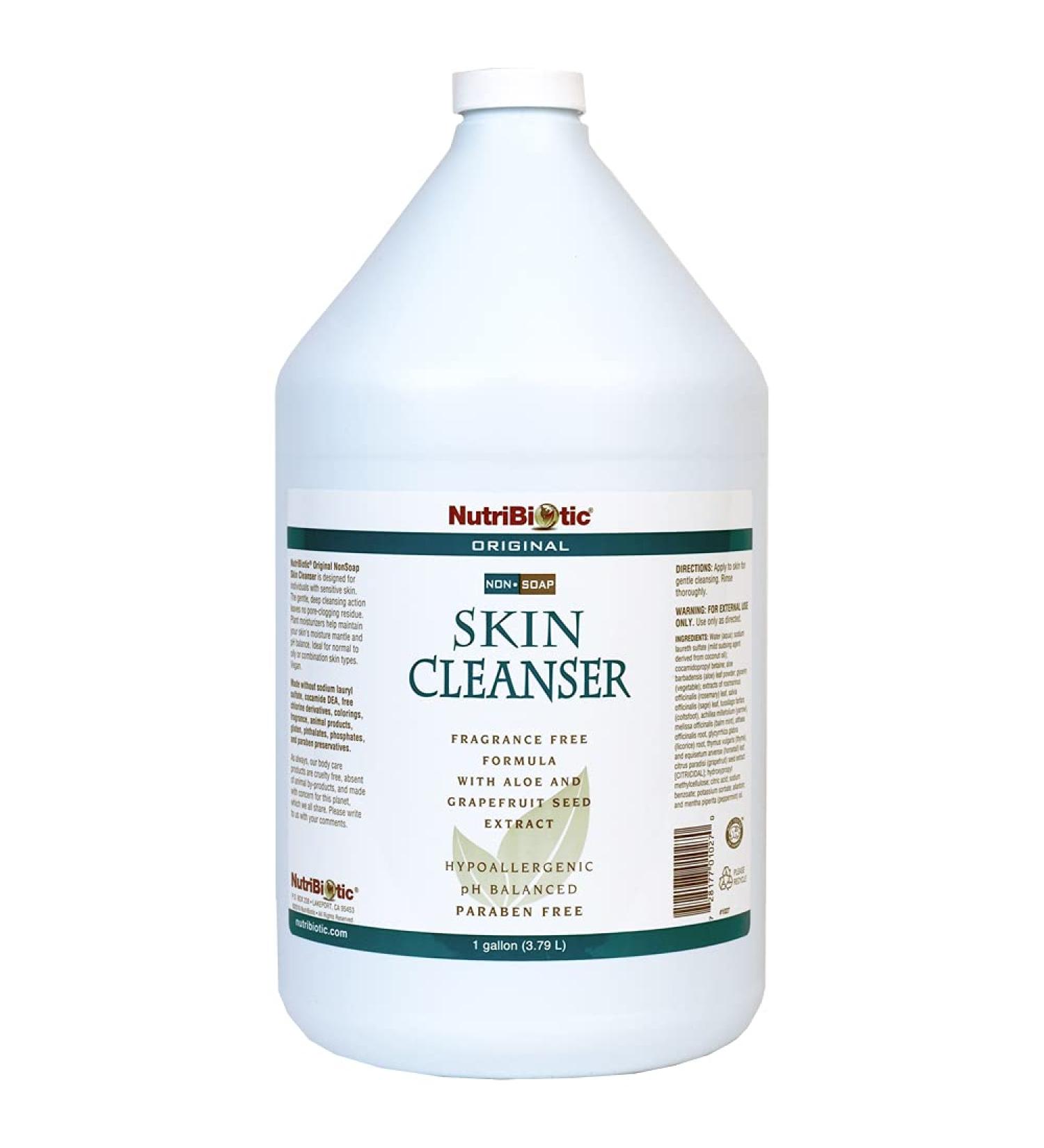 NutriBiotic Original Non-Soap Skin Cleanser  1 Gallon | Fragrance Free with GSE | pH Balanced  Hypoallergenic & Biodegradable | Free of Parabens  Fragrance  Phosphates  SLS  Dyes  & Colorings
