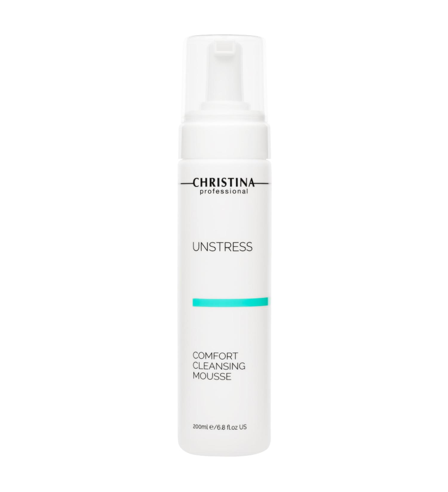 Buy CHRISTINA Unstress Comfort Cleansing Mousse - Gentle Green Tea & Vitamin B5 Face Cleanser for All Skin Types 200ml | 24-Hour Hydration - Buy Online on GoSupps.com