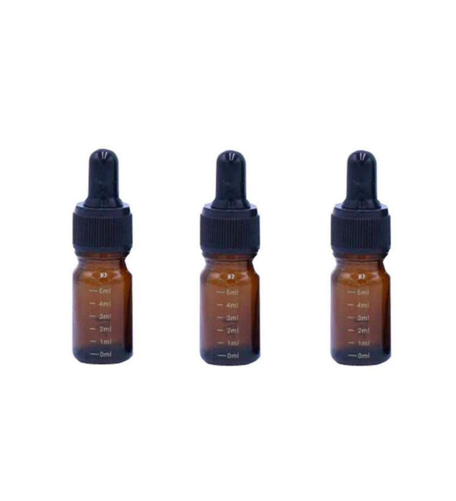 Vasana 3 Refillable Amber Glass Bottles for Essential Oils | 5ML with Black Drip Closure | Perfect for Cosmetics - YPK78470AMBER - Buy Online on GoSupps.com
