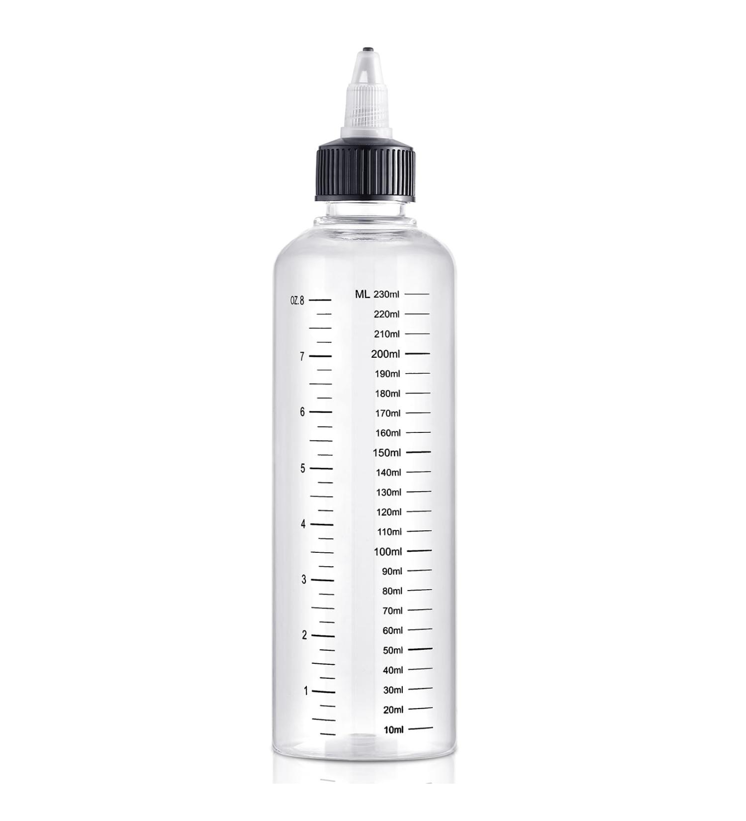 8.5oz Hair Oil Applicator Bottle - Plastic Squeeze Bottle for Hair Dye with Twist-On Tip & Clear Graduated Scale - Buy Online on GoSupps.com