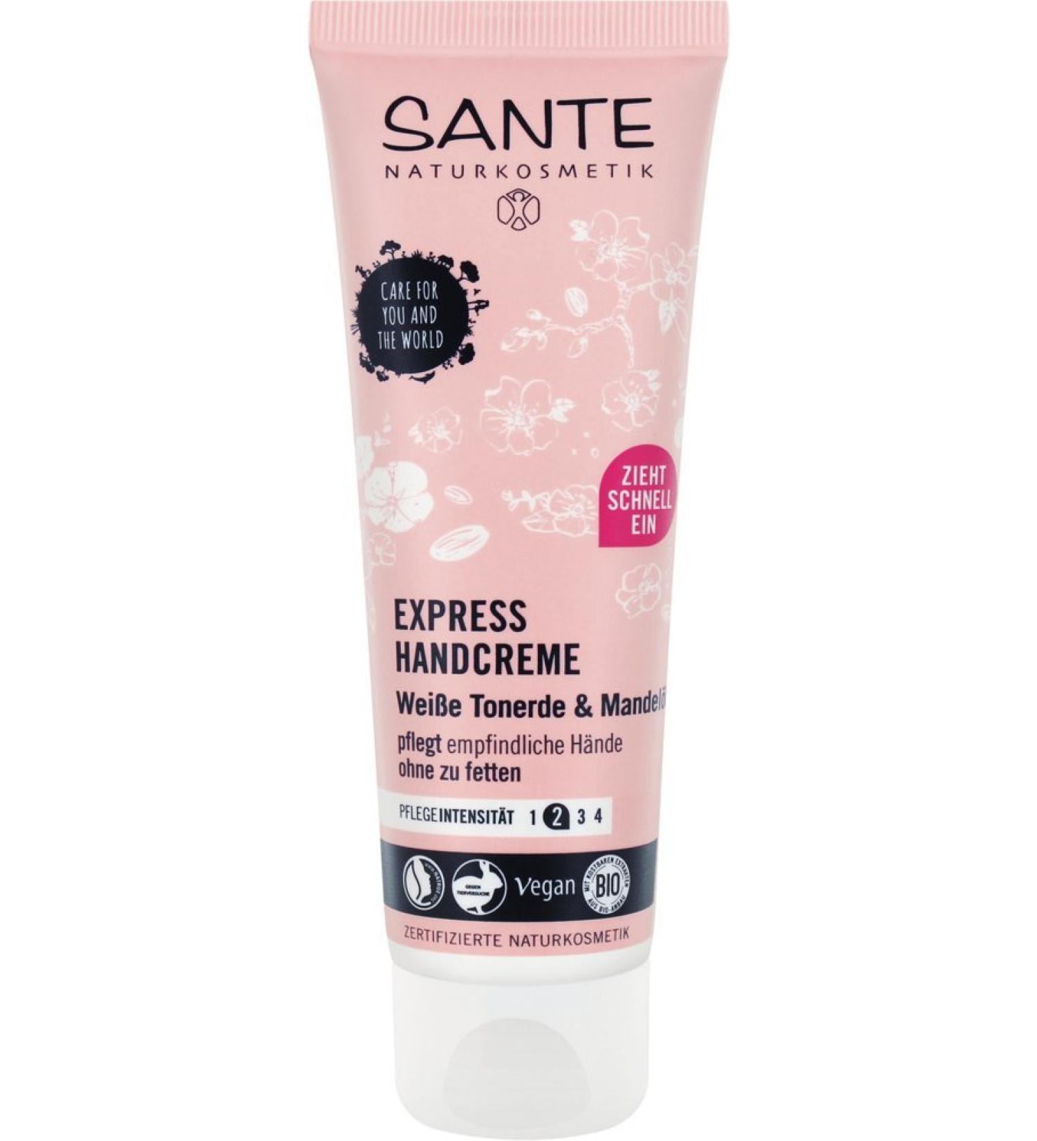 SANTE Natural Cosmetics Hand Cream with Clay - Vegan Express Moisture Non-Greasy Almond Oil 75 ml - International Shipping Available - Buy Online on GoSupps.com