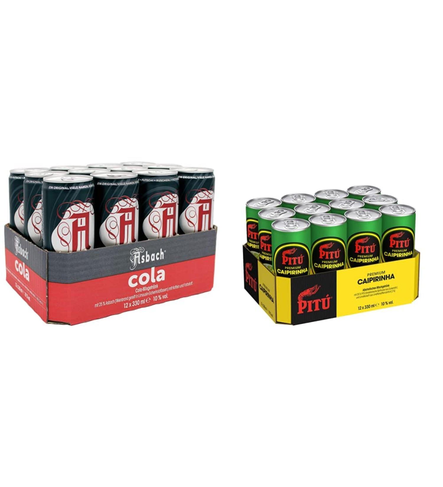 Asbach Cola Dose & Pitu Caipirinha Bundle (12 x 0.33 l) - Futschi R scherl Dopsi Oschi H tchen - International Shipping - Buy Online on GoSupps.com