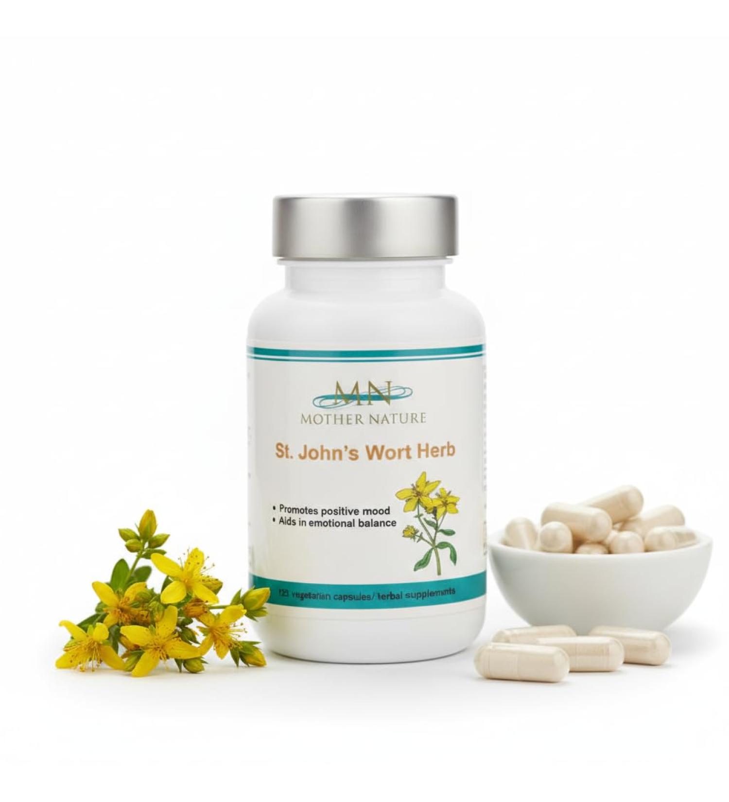 Mother Nature St. John s Wort Herbal Supplement - 415mg Hypericum Perforatum Botanical Herb - 120 Vegan Capsules - Made in USA