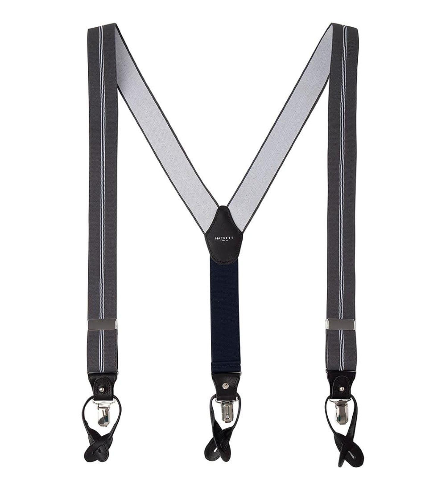 Hackett London Men's Centre Stripe Braces One Size Grey
