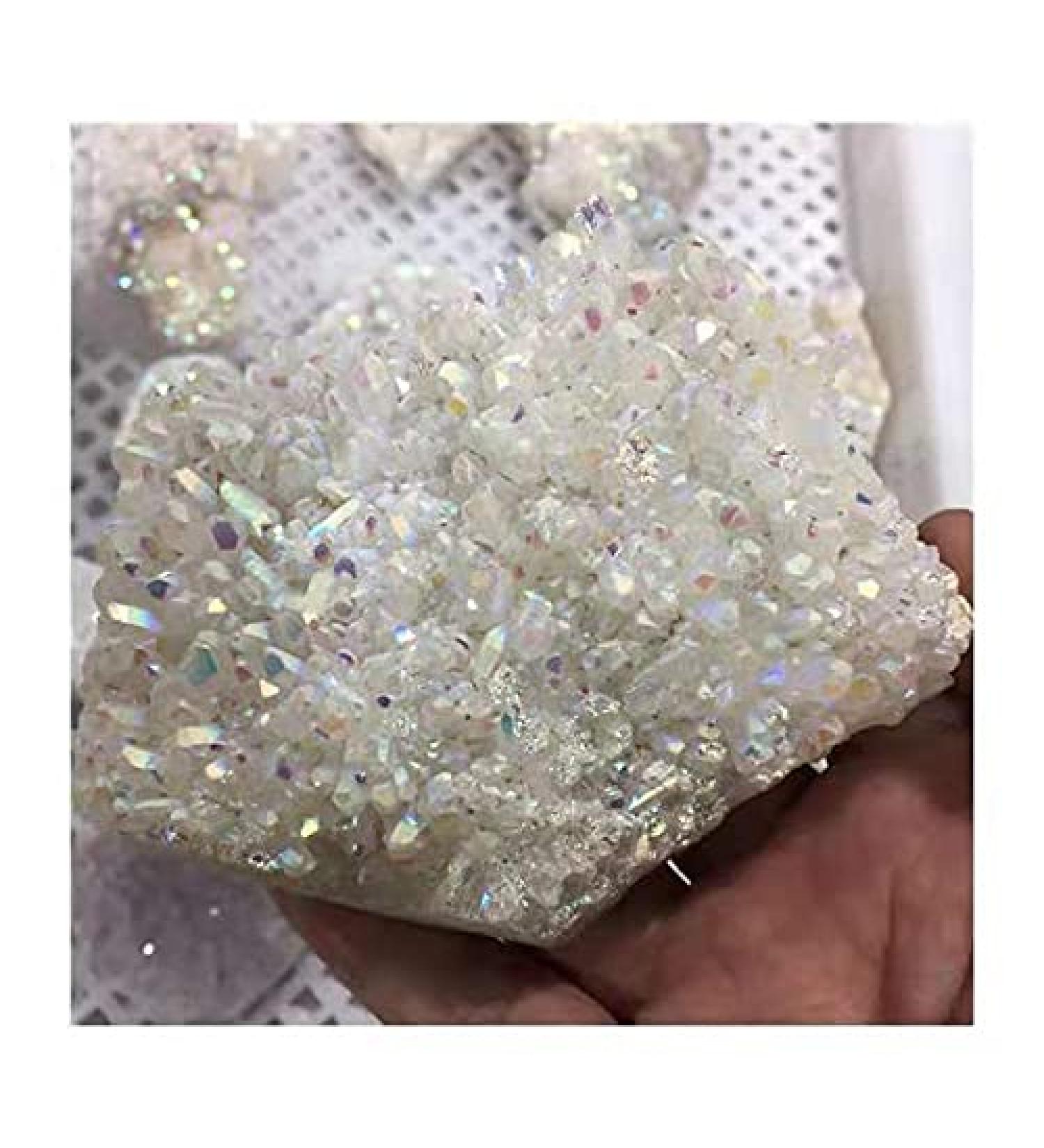 1pc Minerals Crystal Crafts Natural Rainbow Aura White Crystal Cluster for Home Decoration 200-260g - Buy Online on GoSupps.com