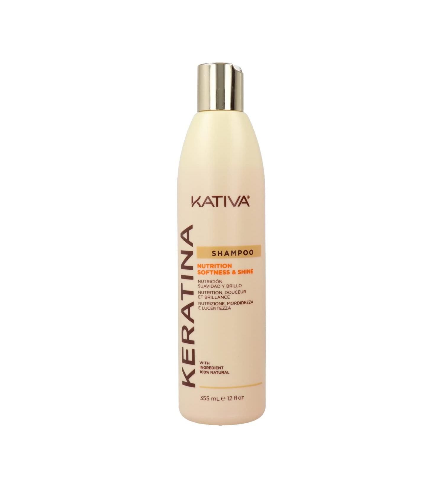 Kativa Keratin Nutritional Shampoo 355 ml | Reconstruction, softness and shine | Salt, sulfate and paraben free | with hydrolyzed keratin and ceramides | Damaged hair
