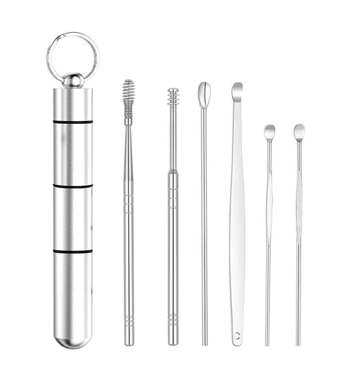 7PCS Ear Wax Removal Kit with Ear Pick Storage Bucket - Easy to Use Ear Cleaning Tool Set for Men Women | Earplugs and Wax Tool Set - Buy Online on GoSupps.com