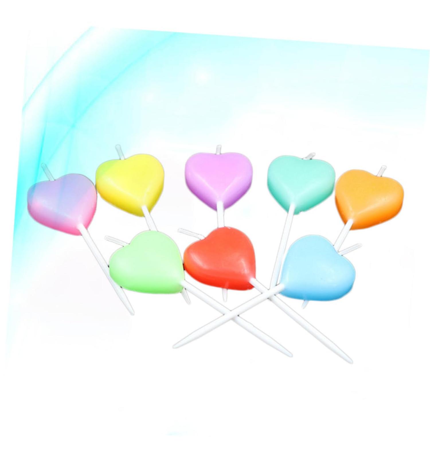 HOMSFOU 10pcs Decorative Candles Birthday Cake Candle Cake Toppers Heart-Shape Cake Candles Cake Decoration Cute Party Supplies As Shown medium - Buy Online on GoSupps.com