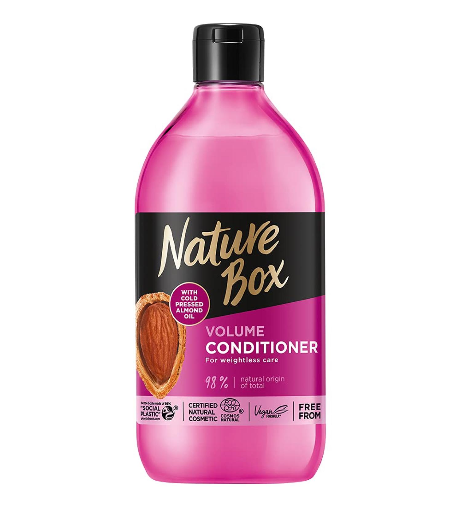 Nature Box Vegan Volume Conditioner - 100% Cold-Pressed Almond Oil Silicone & Paraben-Free 385 ml - Nourish & Boost Hair Volume - Buy Online on GoSupps.com