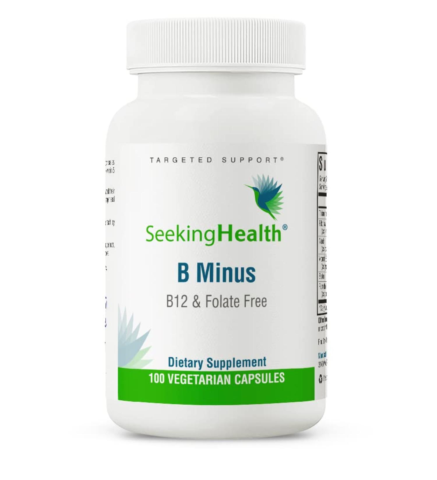 Seeking Health B-Minus Vitamin B Complex - Methyl-Free Niacin & Biotin Supplement (100 Capsules) - Buy Online on GoSupps.com