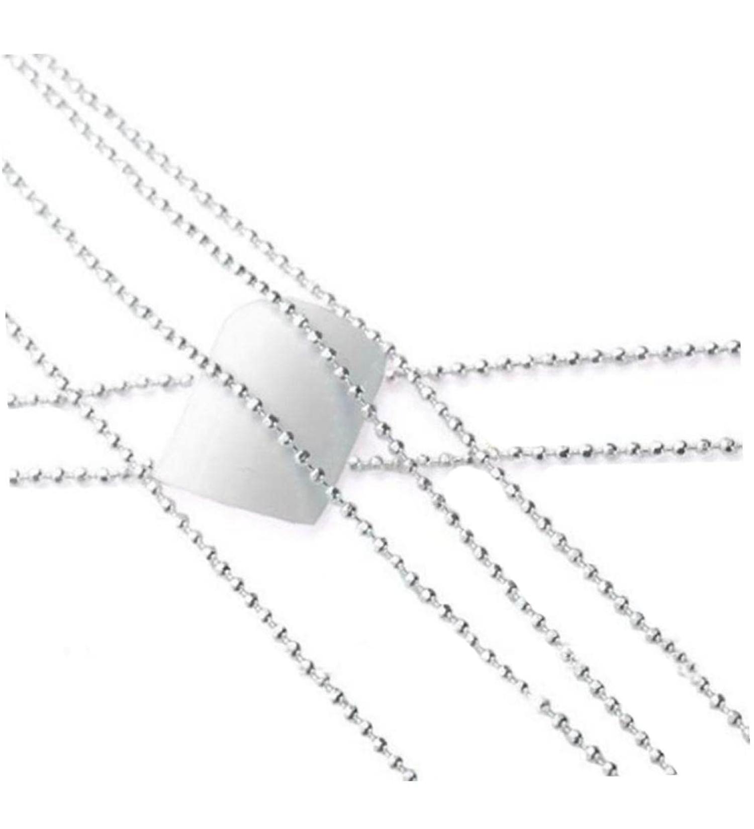 2pcs Silver Metal Chain Bead Nail Art Glitter Striping Tape - 39inch 3D Nail Stickers for DIY Decoration - Buy Online on GoSupps.com