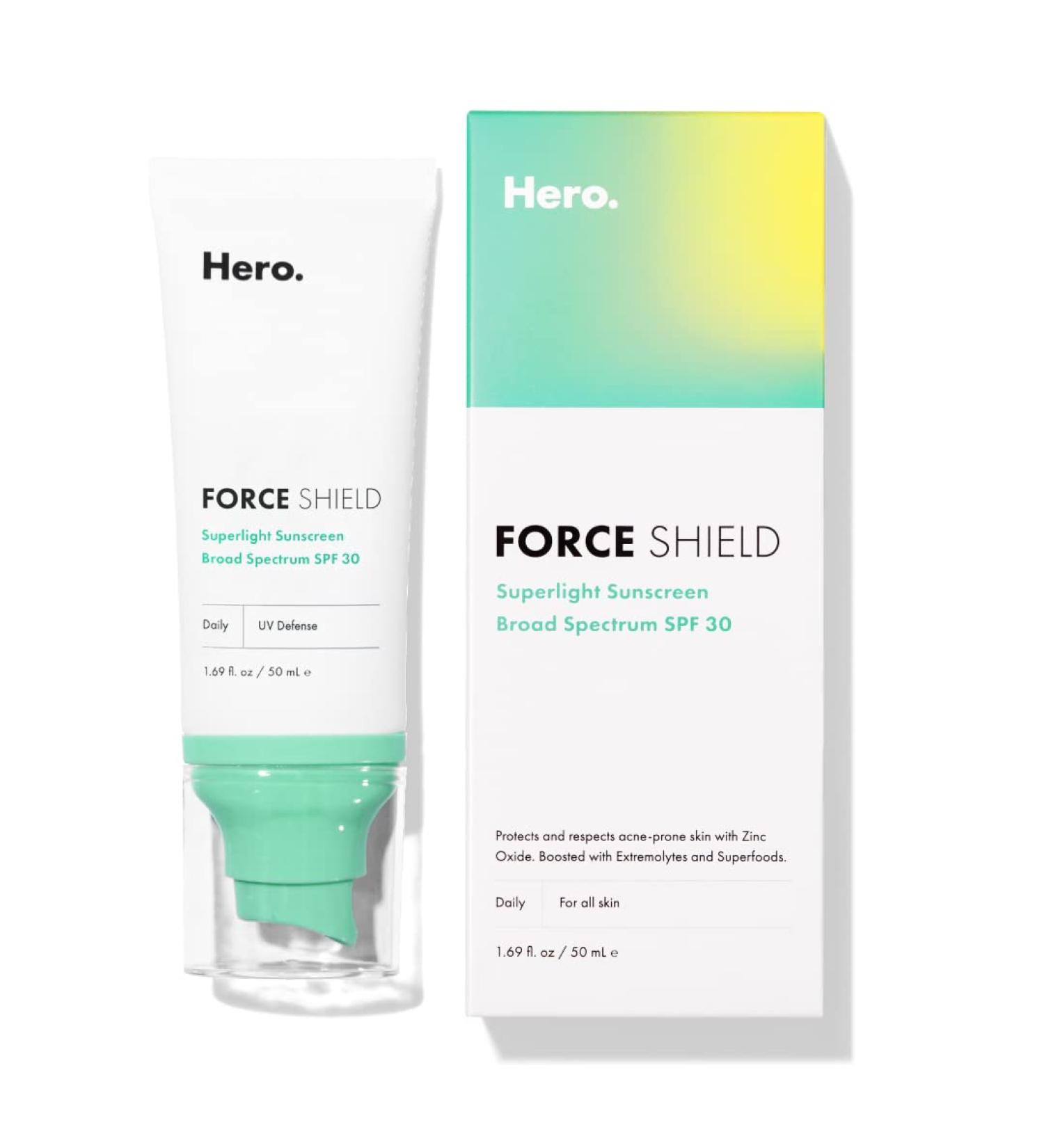 Hero Cosmetics Force Shield Superlight Sunscreen SPF 30 - Lightweight 1.69 fl oz (50 ml) - Buy Online on GoSupps.com