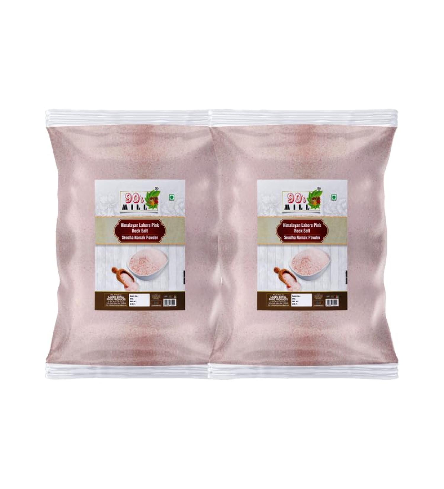 90's MILL Pink Rock Salt Loon Powder | Sabut Gulabi Lahori Sendha Namak Powder | Himalayan Pink Salt Powder with 84 Minerals For Cooking |100% Natural For Detox-100GM*2Pack - Buy Online on GoSupps.com