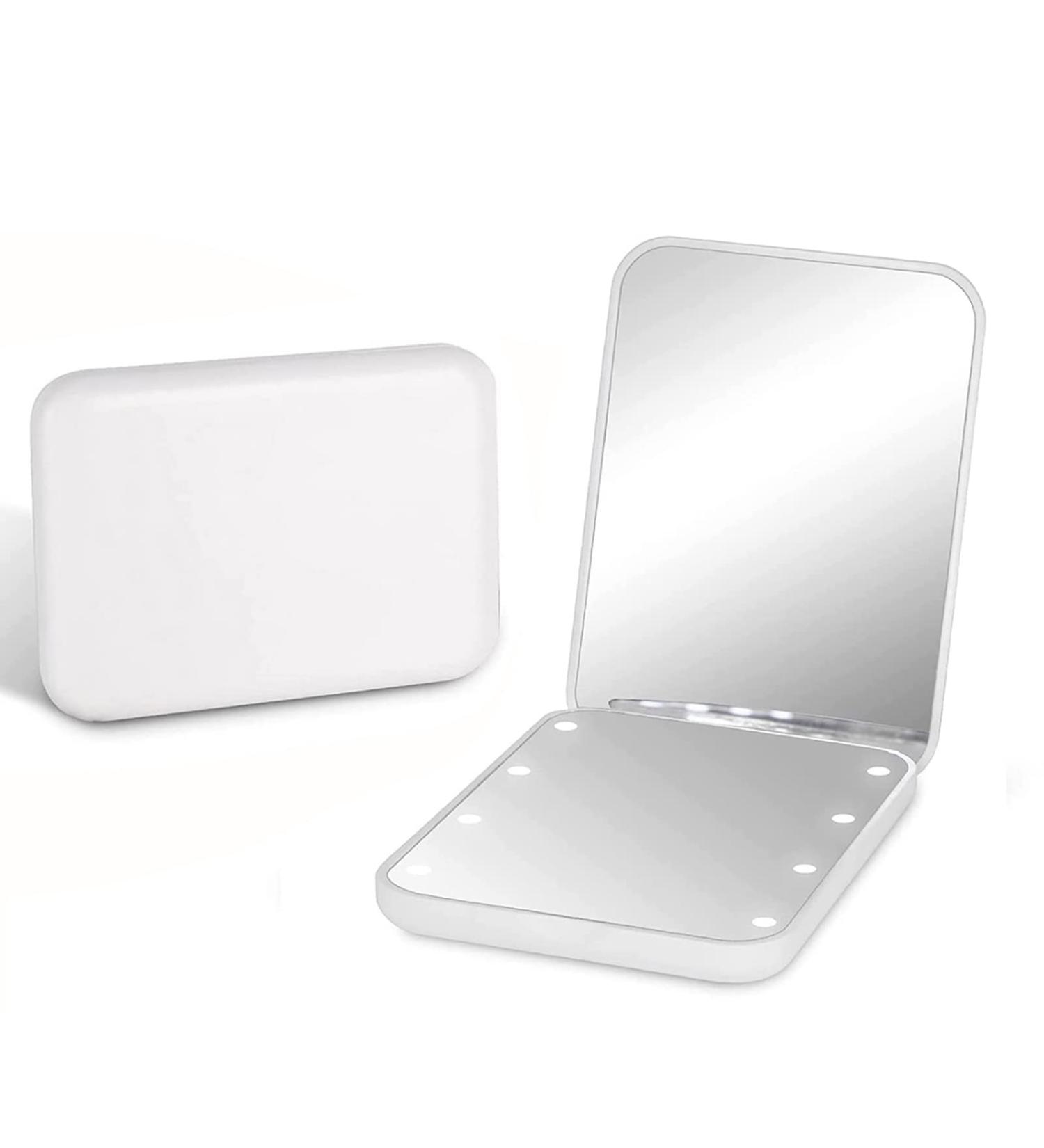 Kintion Pocket Mirror 1X/3X Magnification LED Compact Makeup Mirror - Portable Handheld Purse Mirror with Light, 2-Sided Folding Design for Travel - Perfect Gift, White - Buy Online on GoSupps.com