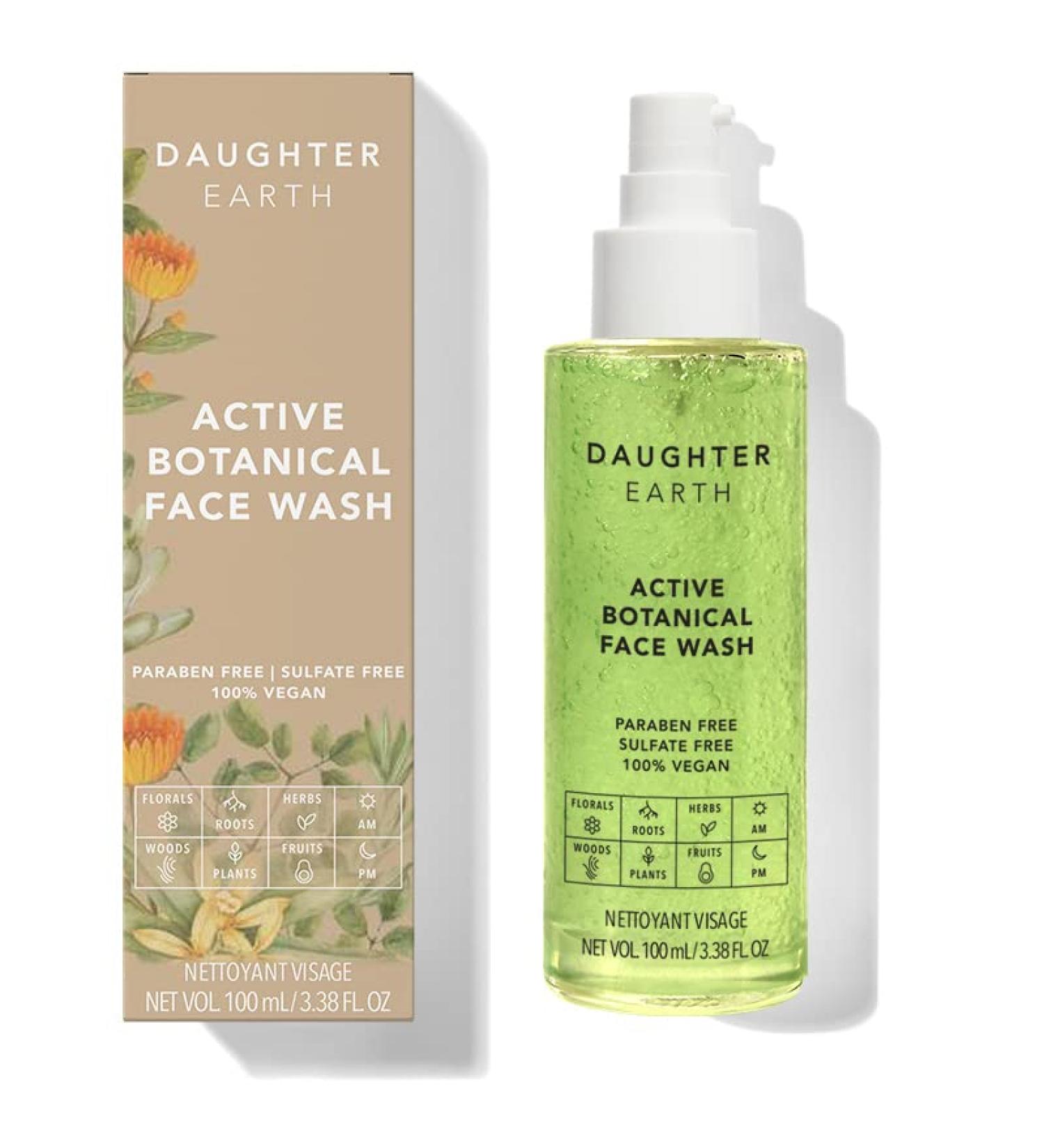 Daughter Earth Active Botanical Face Wash | Vegan Paraben & Sulphate Free | Hydrating & Brightening | Fights Pigmentation | 100 ml - Buy Online on GoSupps.com