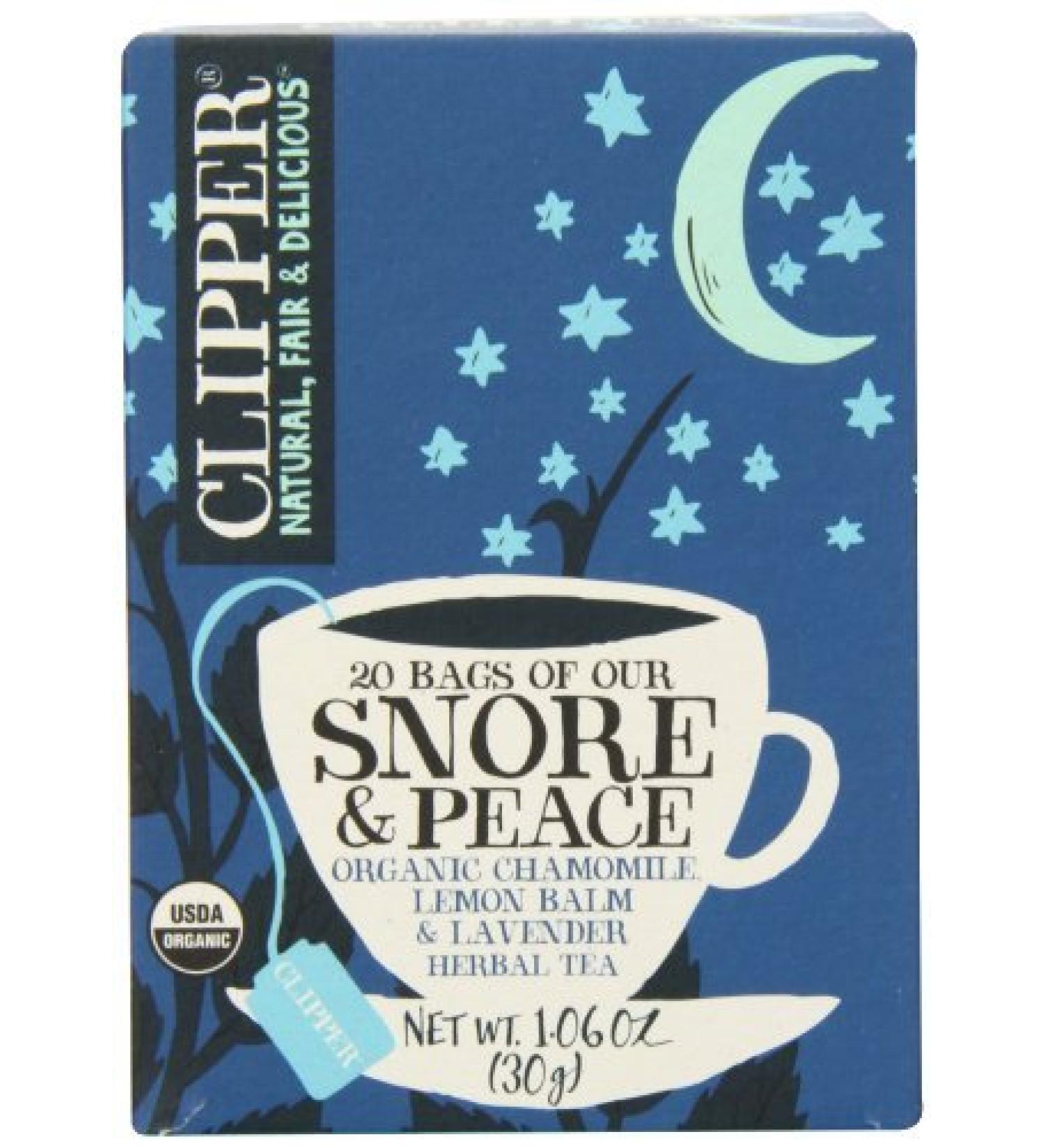 Clipper Snore & Peace - Org Chamomile Lemon Balm & Lavender - R 20env (Pack of 6)