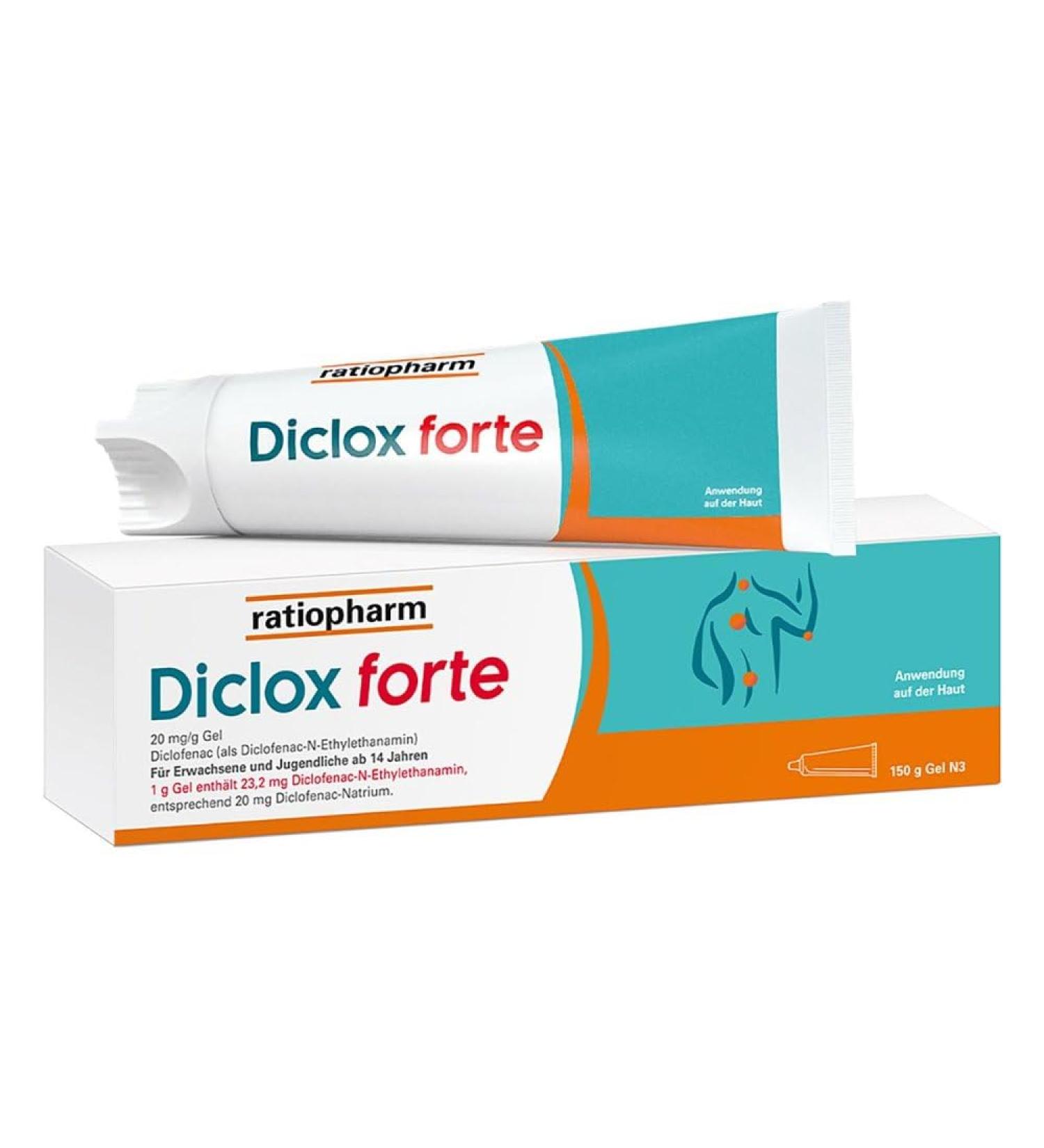 Diclox Forte Pain Gel 2% Ratiopharm | Fast Relief with Diclofenac - 150g | International Shipping Available - Buy Online on GoSupps.com