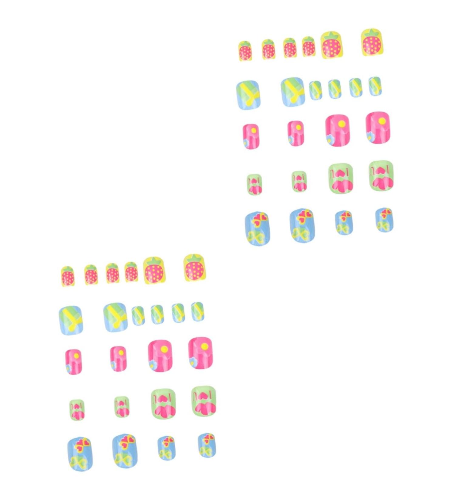 minkissy 2 Sets Nail Art Decals Eco-friendly Nail Stickers Colorful Kids Nail Stickers Kids Art Fake Nail Kids False Nail Cartoon Child Finished Nail Art - Buy Online on GoSupps.com