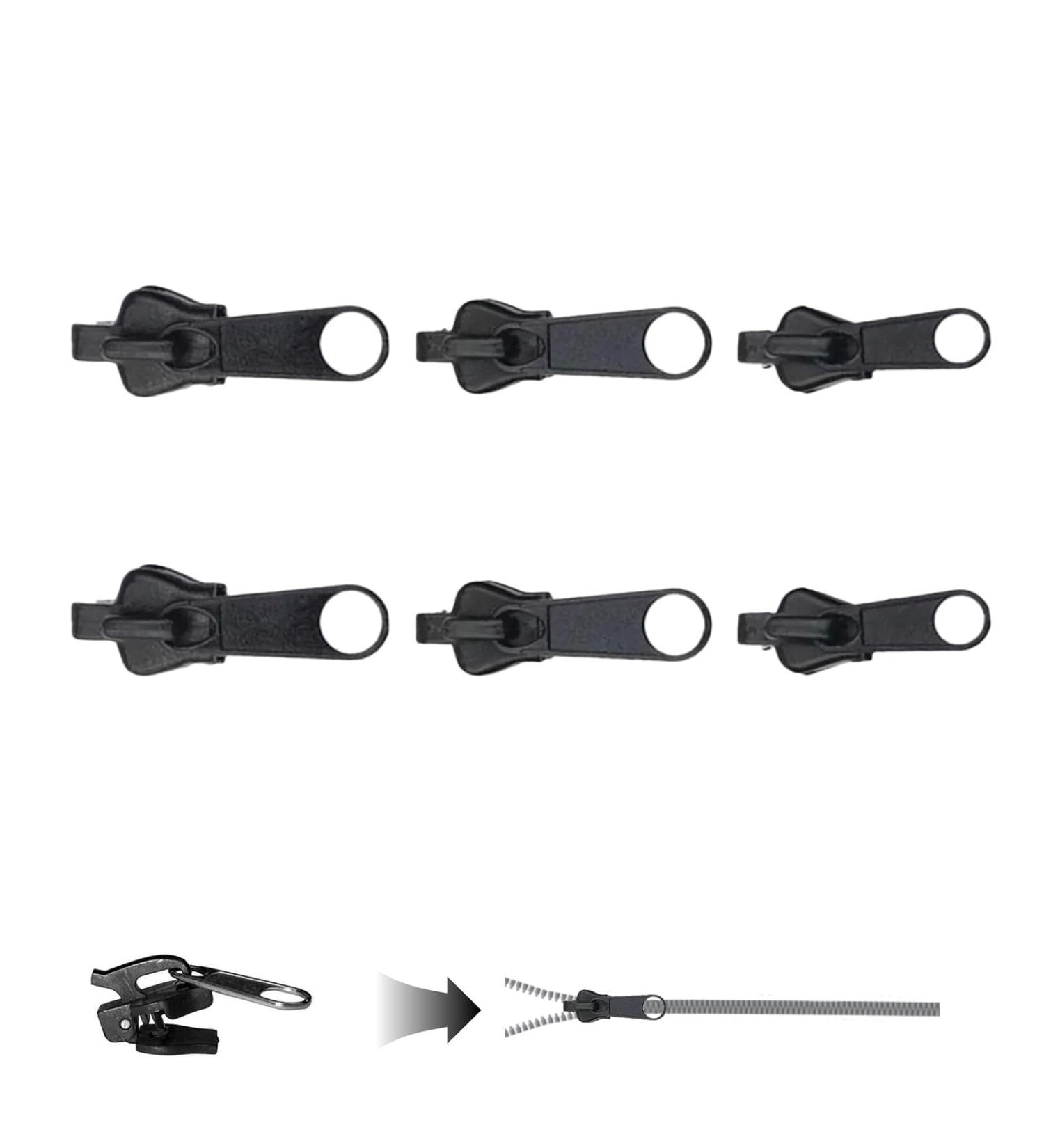 6-Piece Zip Repair Set | Universal Zipper Fix Kit for Household Slide Clip Replacement - Durable Metal Parts - Buy Online on GoSupps.com