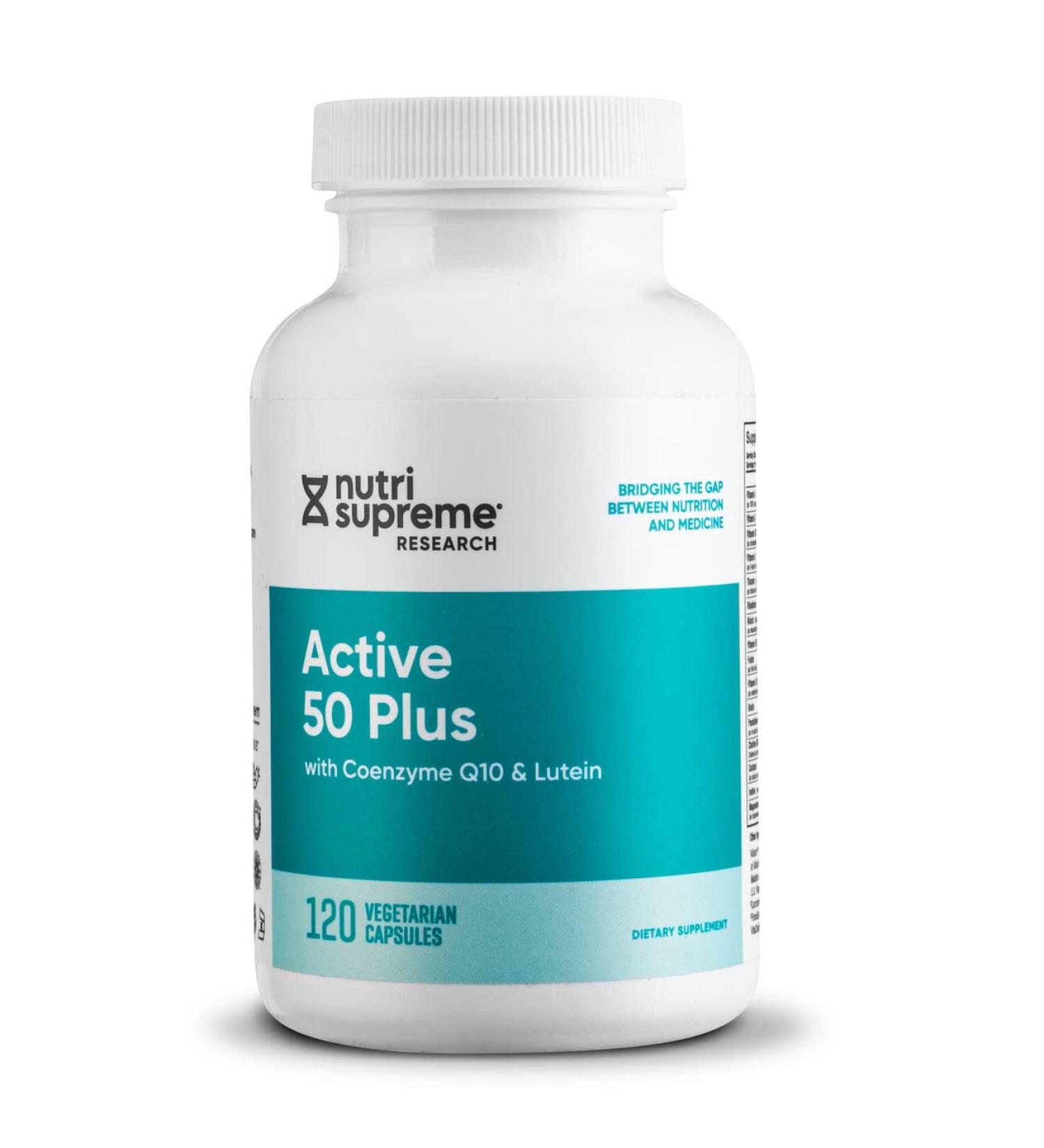 Nutri Supreme Active 50 Plus, CoQ10, Lutein, ALA, and Turmeric, Advanced Formula for Healthy Aging and Vitality, 120 Vegetable Capsules - Buy Online on GoSupps.com
