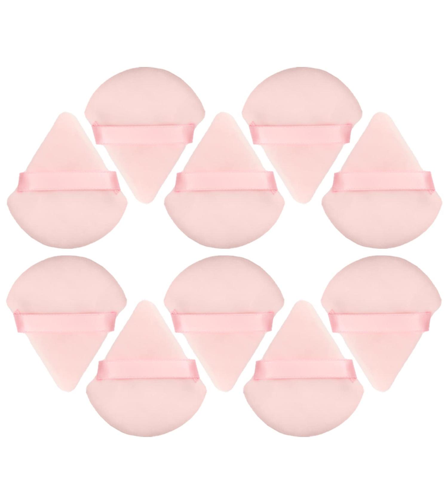 Makeup Powder Puff 10 Pieces Pink Triangle Cotton Sponge for Loose Powder Soft Face Body Cosmetic Foundation Contouring Powder Wet Dry Use Beauty Tools 2.75 x 2.55 inches - Buy Online on GoSupps.com