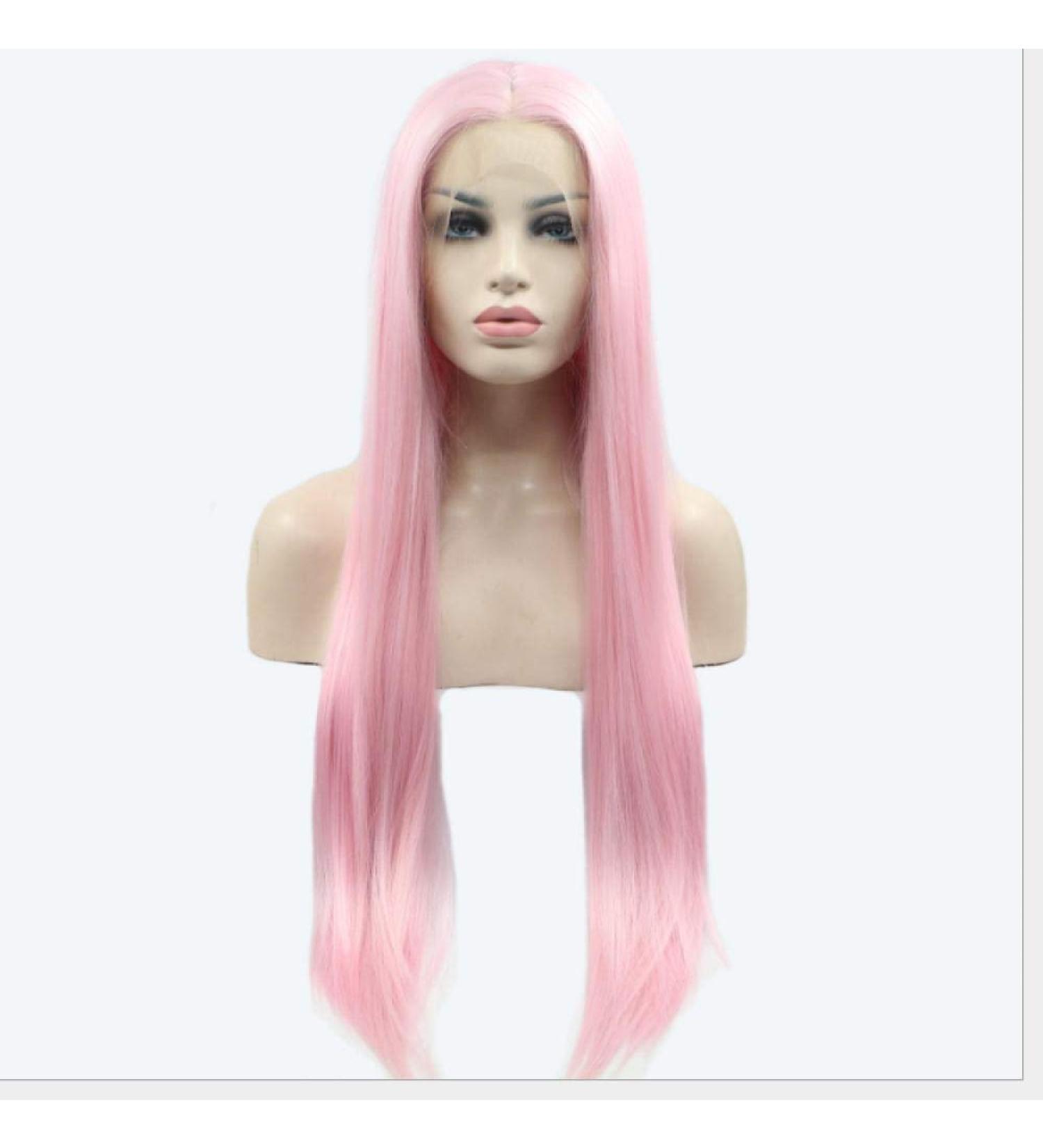 BGHJUE Long Pink Synthetic Wig with Bangs | Realistic Scalp Hair Accessories for Women - Buy Online on GoSupps.com
