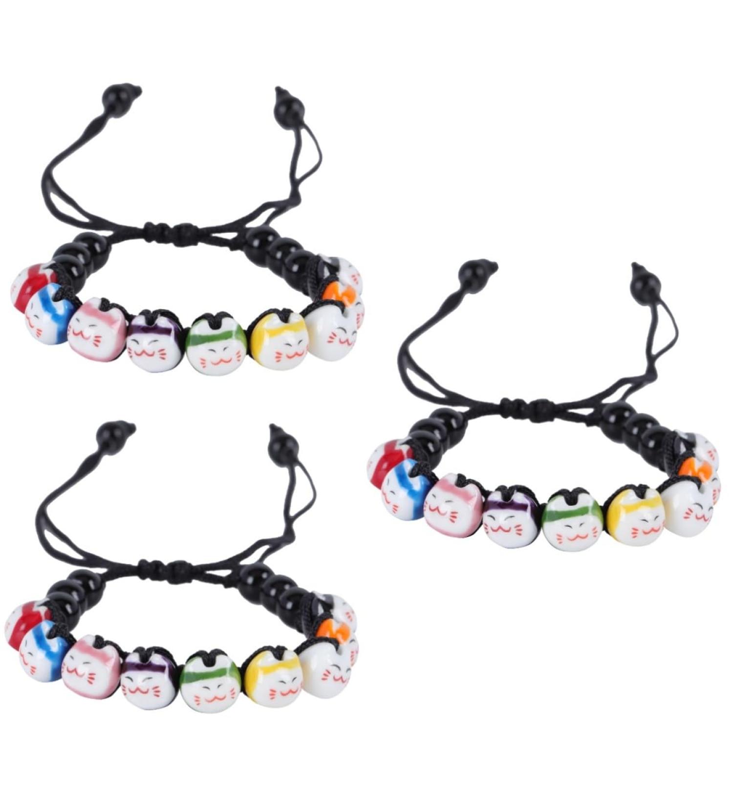 VALICLUD 2 Pcs Bracelet Couples Matching Bracelets Bead Bracelet Woven Bracelets Bracelet for Charms Couples Bracelet Bracelets Beaded Maneki Red Ceramics Miss Boy Wristband 18x1cmx3pcs Blackx3pcs - Buy Online on GoSupps.com