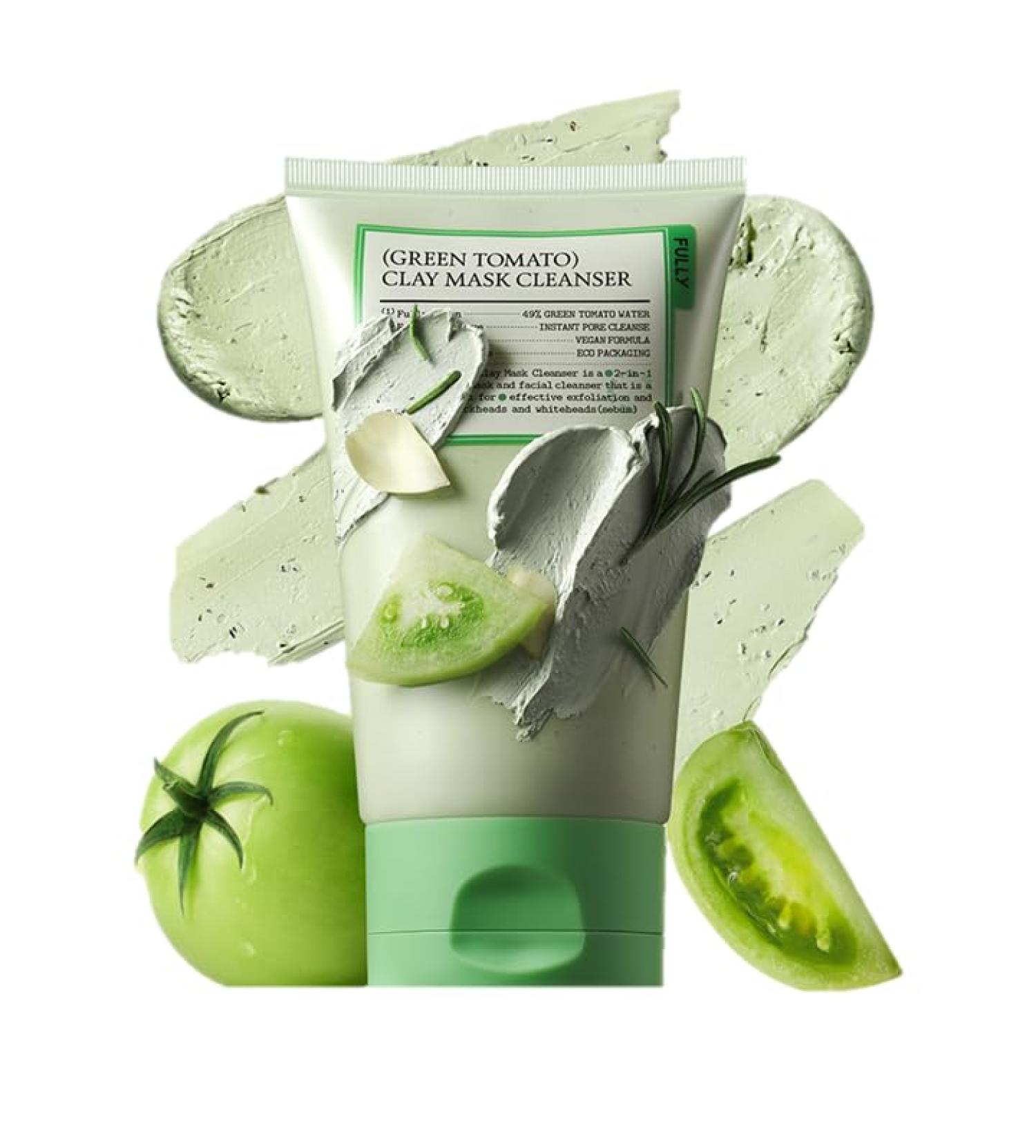 FULLY Green Tomato Pore Detox Clay Mask Cleanser Pore Minimizing Blackhead Care Sebum Control Exfoliation Vegan Face Wash Sensitive Skin Korean Skincare 4.05 fl.oz - Buy Online on GoSupps.com