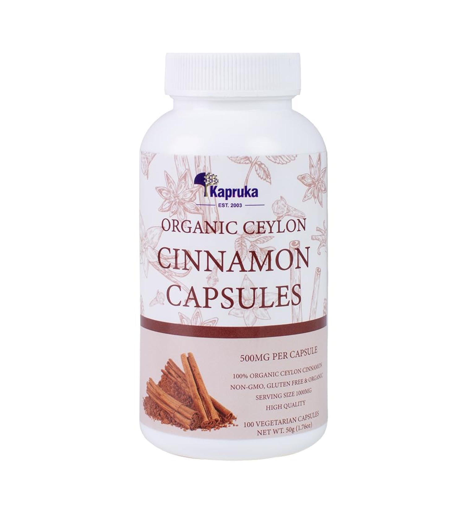 Organic Ceylon Cinnamon Capsules 1000 mg Per Serving 100% Organic Ceylon Cinnamon Pills Non GMO Gluten Free 100 Capsules Heart & Metabolism Support Vegan Capsules for Men and Women - Buy Online on GoSupps.com
