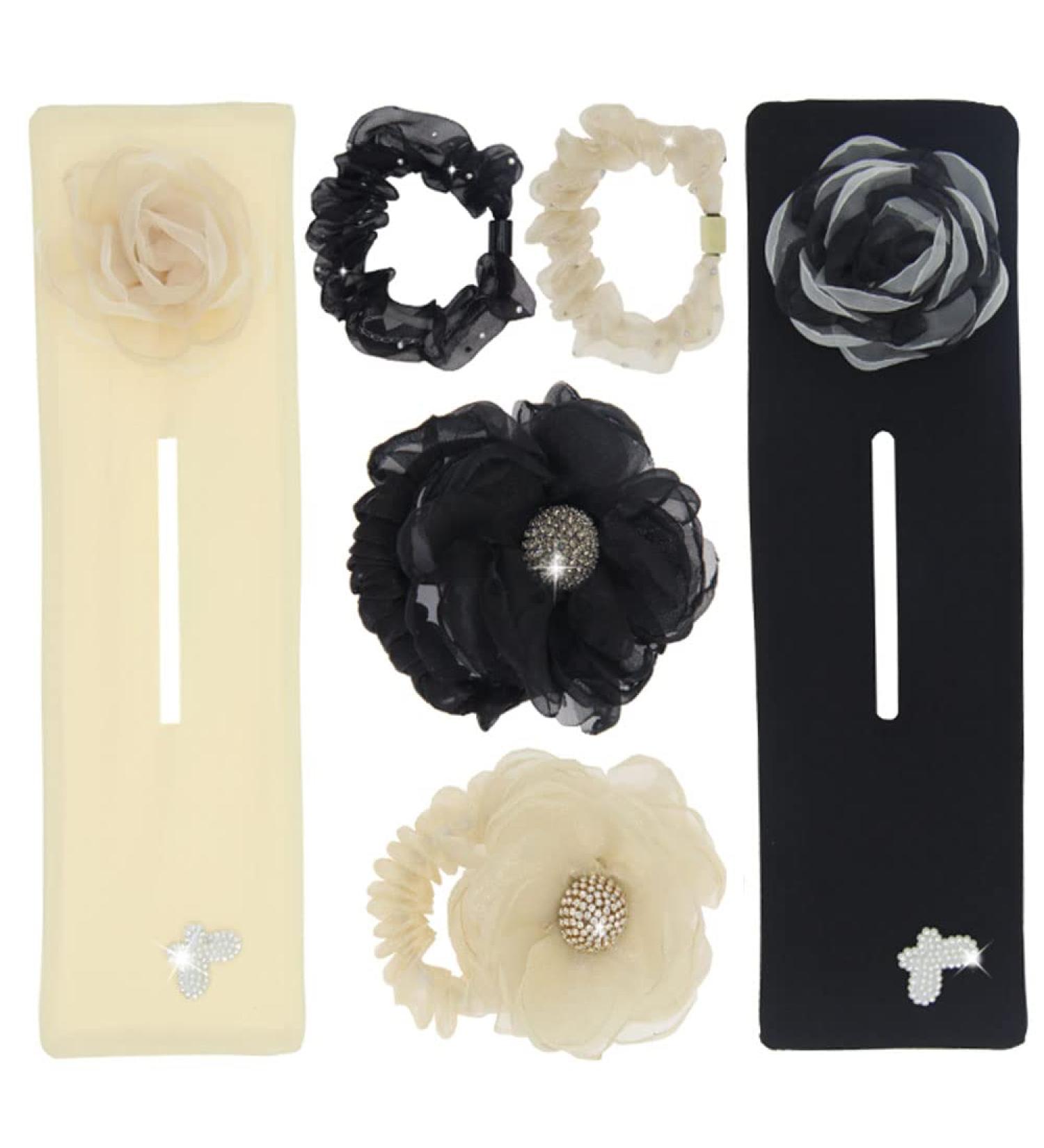 K&Y 6 PCS Elegant Flower Butterfly Hair Curler Bun Maker Set - Mixed Color 1 | Hair Accessories for Ponytails, Buns, Updos, and Braids - Buy Online on GoSupps.com