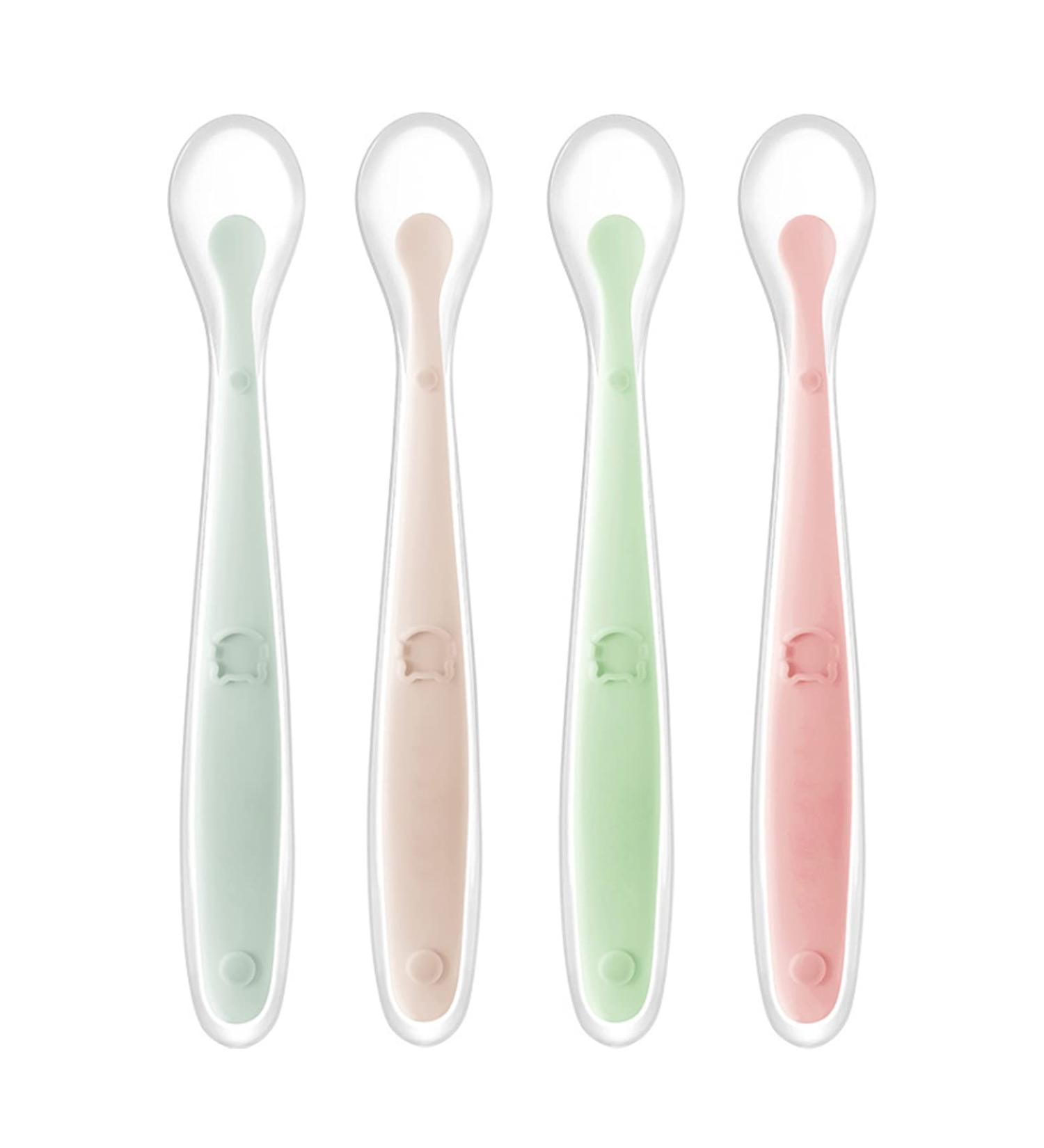 Tomedeks 4 Silicone Baby Spoons - Soft Curved Feeding Spoon Set for 1 Month+ (Color) - Buy Online on GoSupps.com