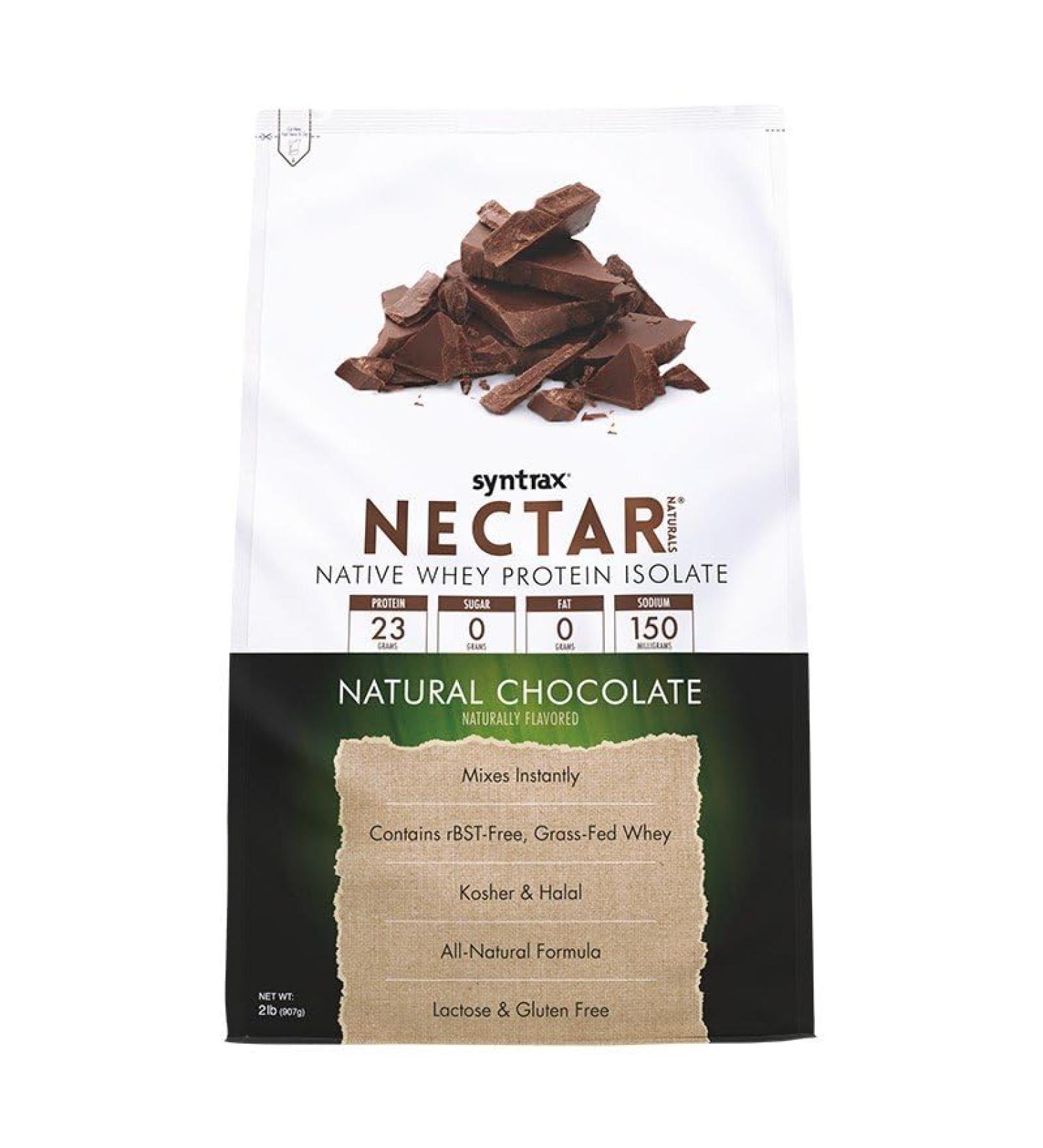 Syntrax Nutrition Nectar Naturals 100% Whey Isolate Protein Powder Natural Chocolate 2 lbs
