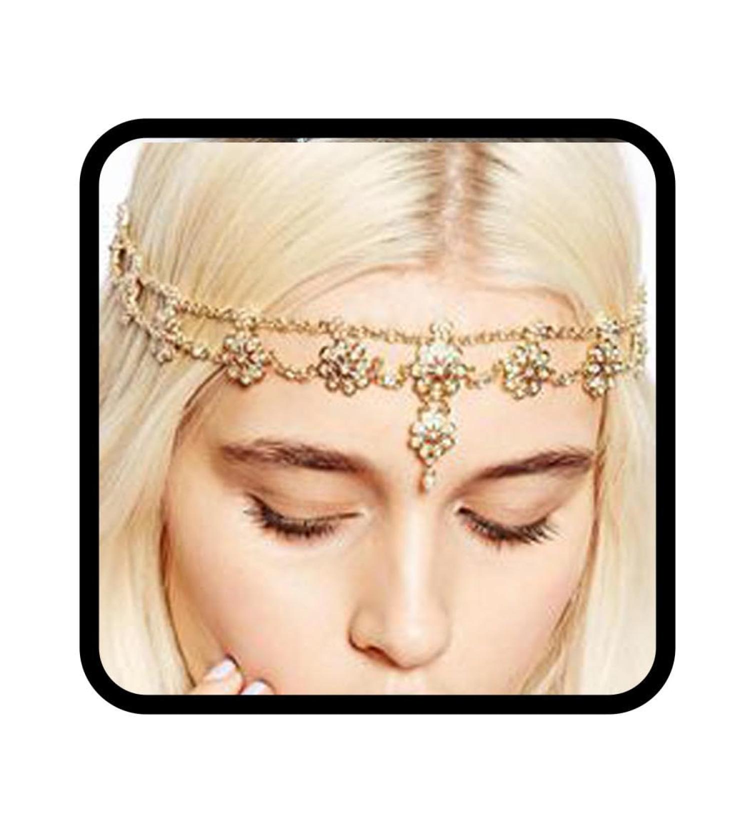 Buy Runmi Bridal Head Chain | Pearls Hair Accessories | Gold Headband & Flower Hairpiece for Women & Girls | Perfect Festival Hair Accessory - Buy Online on GoSupps.com