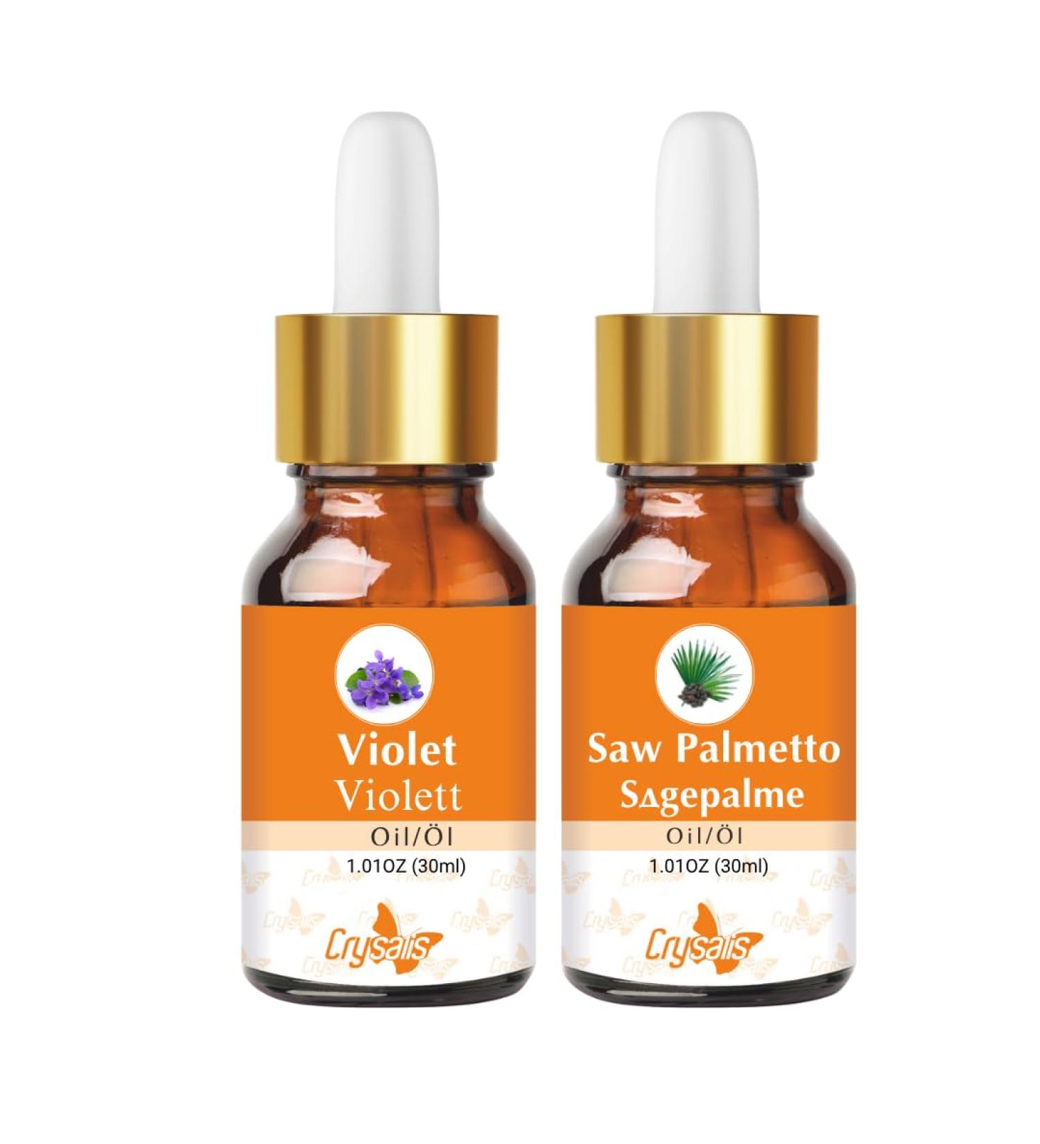 CRYSALIS Crysalis Combo d'huile : Violet (Viola odorata) 1.01 Fl Oz (30 ml) & Saw Palmetto (Serenoa repens) Oil 30 ml/1.01 Fl oz