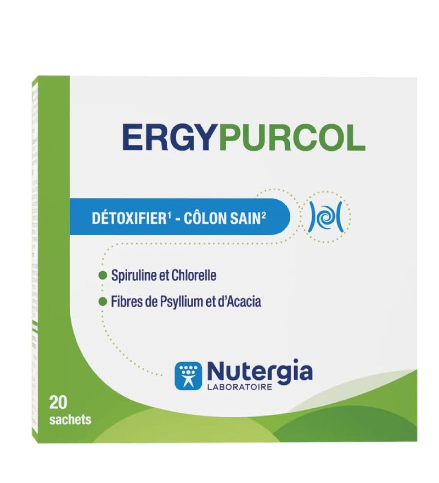 Nutergia ERGYPURCOL - Herbal supplement, algae (spirulina and chlorella) and minerals. Box of 20 sachets