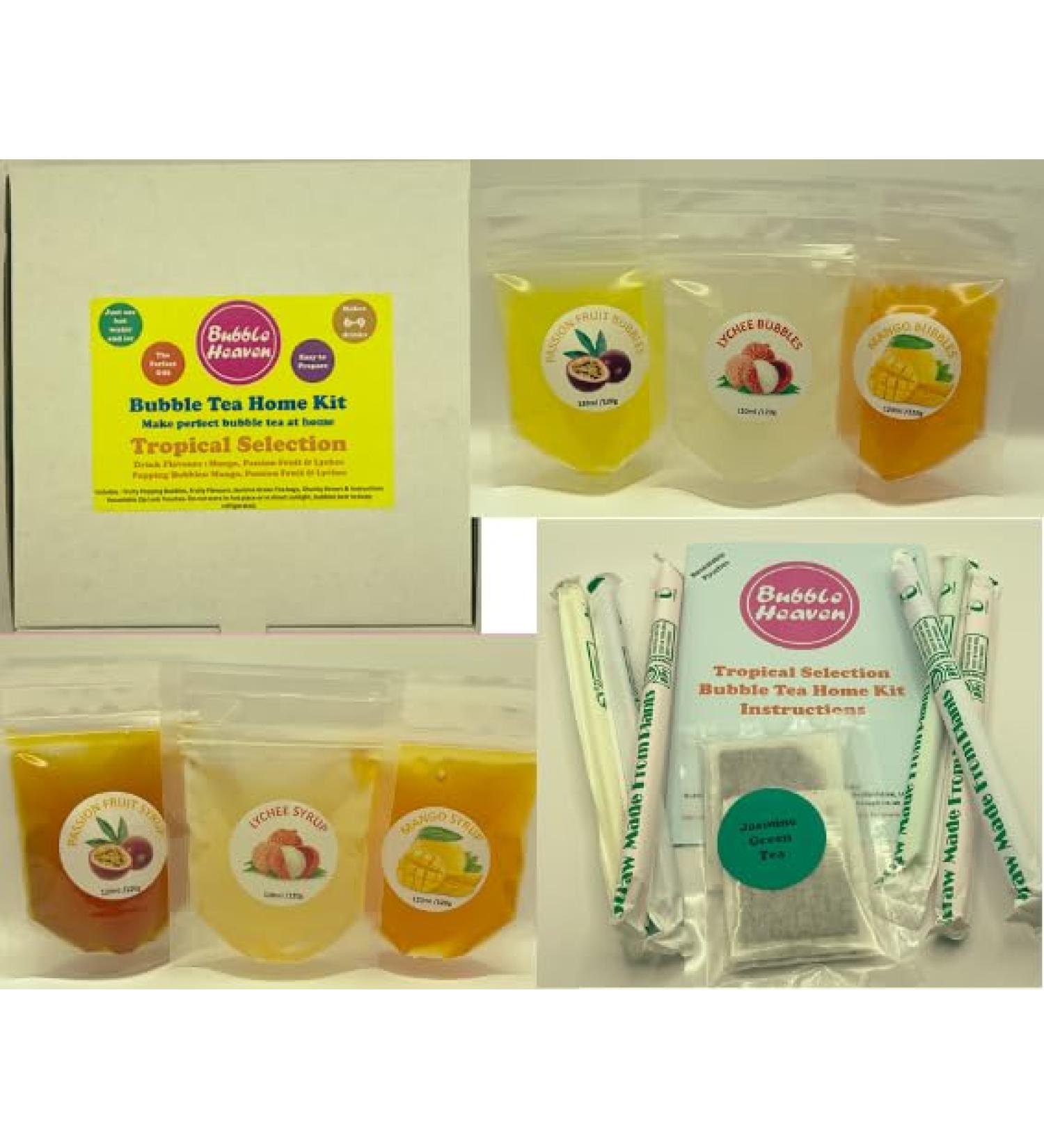 Bubble Heaven Fruity Tropical Boba Bubble Tea Kit - Make 6-9 Extra Large Drinks at Home | 1 Pack - Buy Online on GoSupps.com