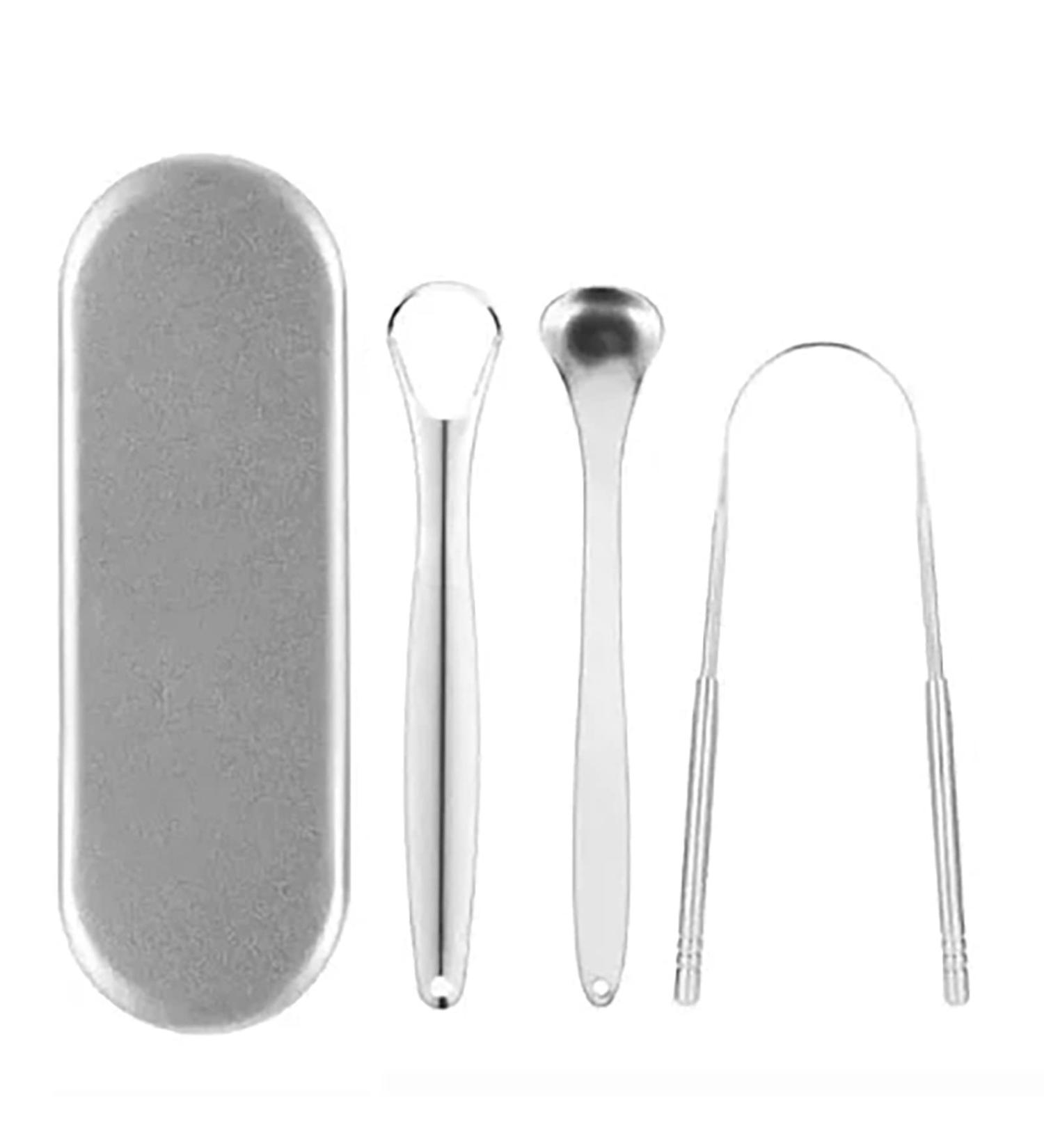 Stainless Steel Tongue Cleaner - Ergonomic Tongue Scraper & Brush for Fresh Breath | International Shipping Available - Buy Online on GoSupps.com
