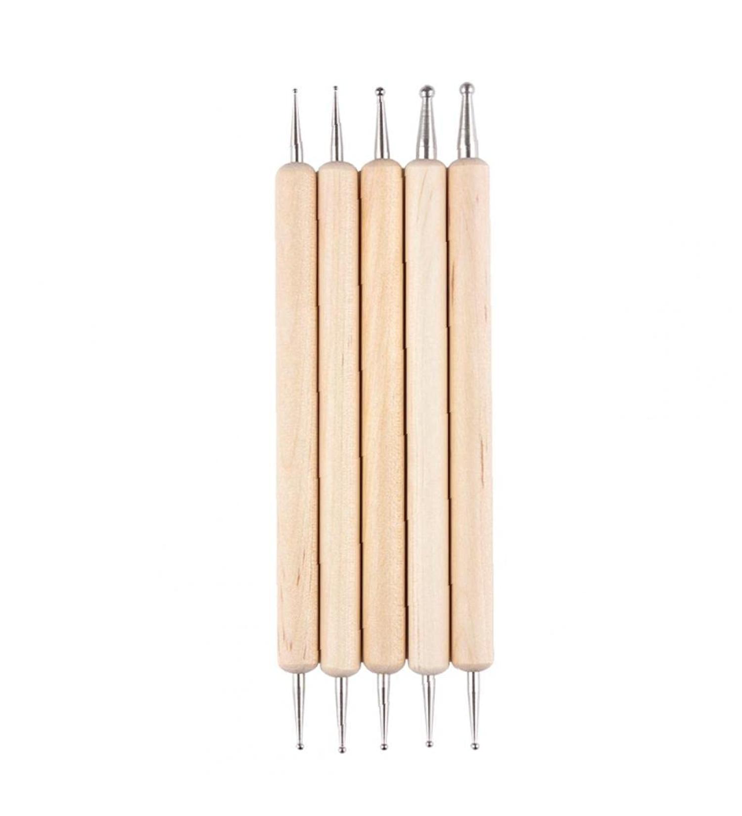 TOSSPER 5pcs 2-Way Wooden Dotting Pen Set | Marbleizing Tool & Nail Art Dotting Kit for Creative Designs - International Shipping Available - Buy Online on GoSupps.com