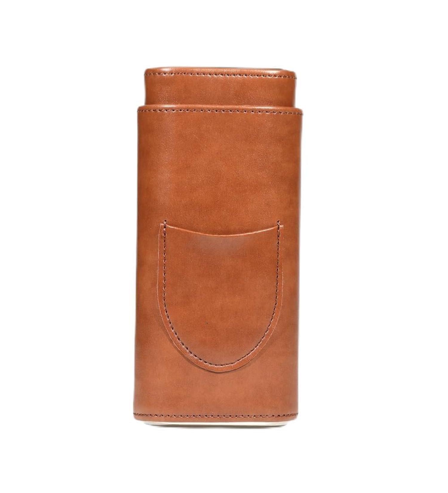 kzxbty Cigar Case Three-Finger Portable Cigar Humidor PU Leather Case Box Brown - Buy Online on GoSupps.com