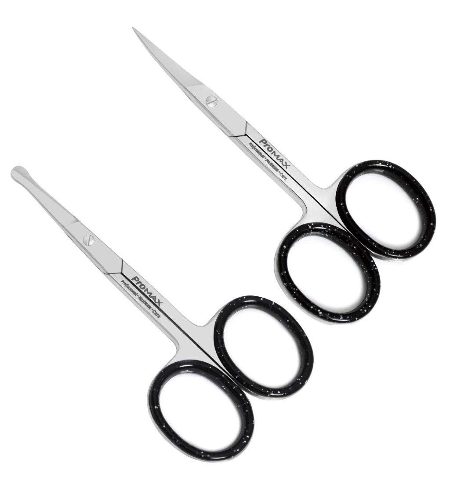 ProMax Facial Hair Scissors for Men - Curved & Rounded Blades, Trim Moustache, Nose Hair, Beard & More - 100% Stainless Steel - Buy Online on GoSupps.com