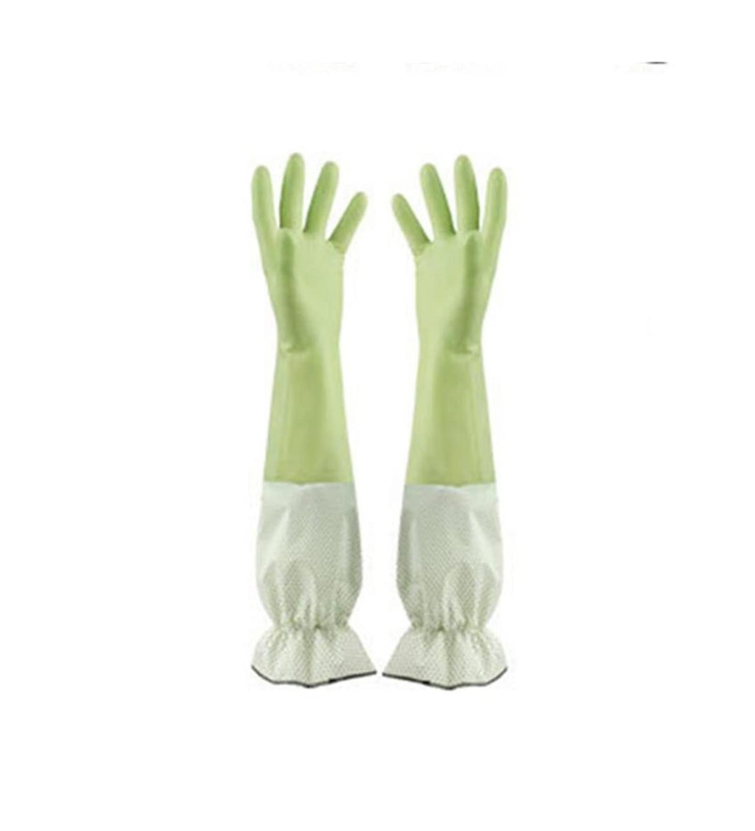 Washing Gloves Dishwashing Cleaning Rubber Durable Household Long Thickening Women Gloves Sleeve (Color : Green) - Buy Online on GoSupps.com